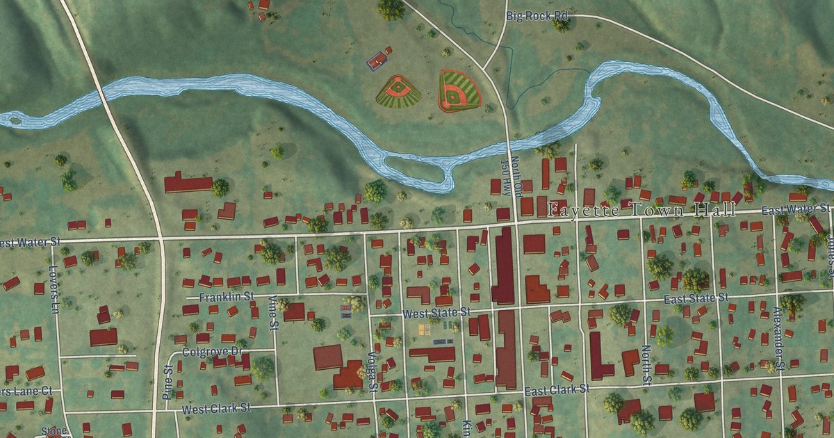 Map of Fayette, Iowa in 2026