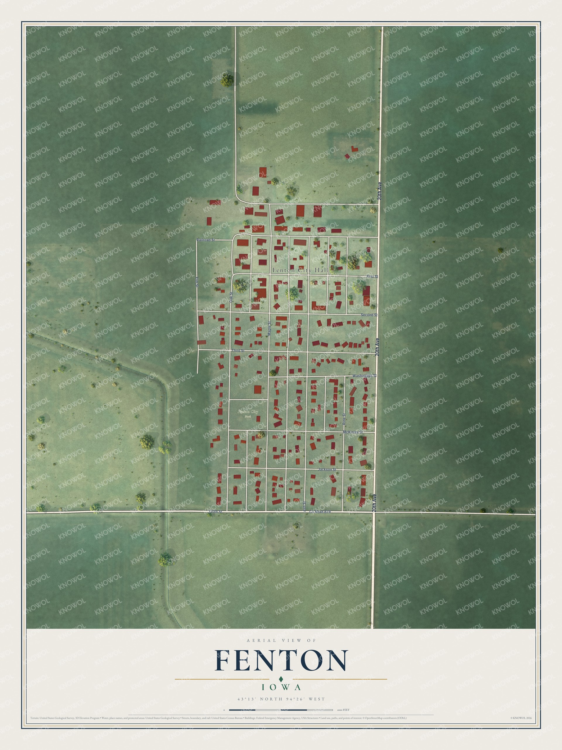 Watermarked full-map preview of Fenton, Iowa