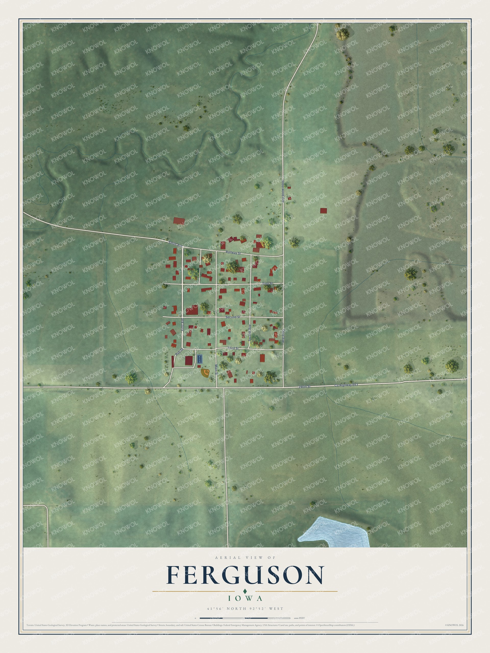 Watermarked full-map preview of Ferguson, Iowa