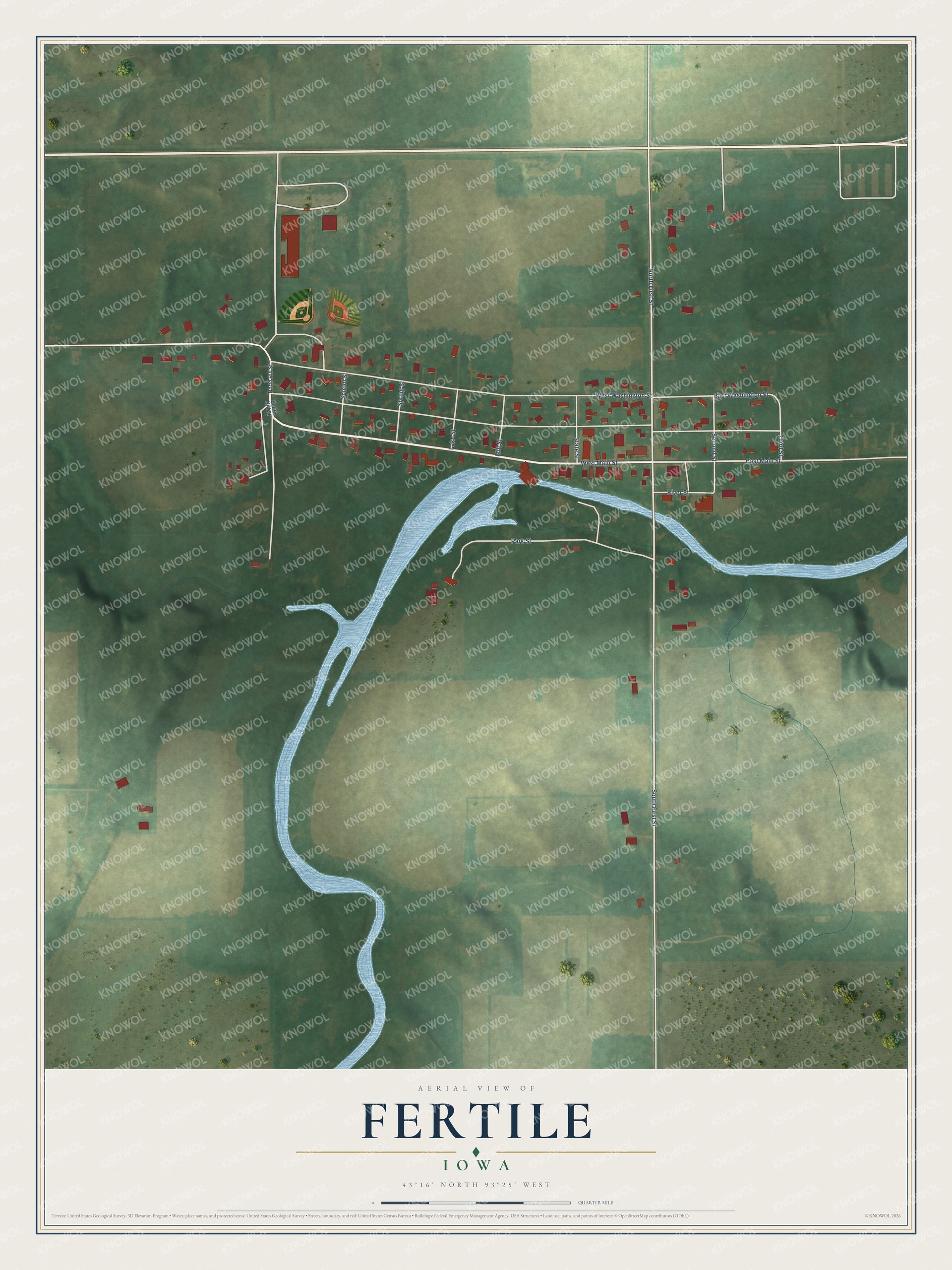 Watermarked full-map preview of Fertile, Iowa