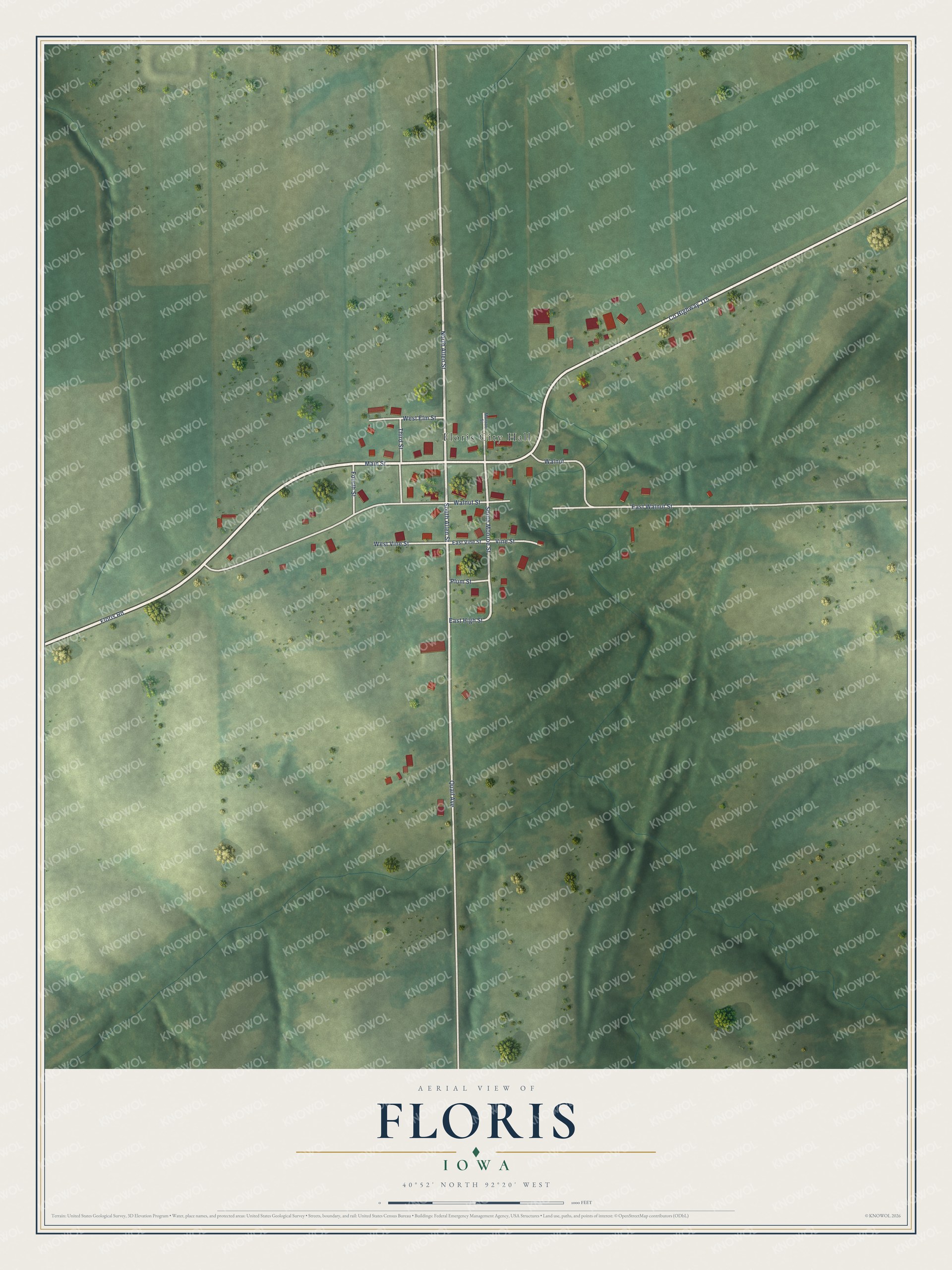 Watermarked full-map preview of Floris, Iowa