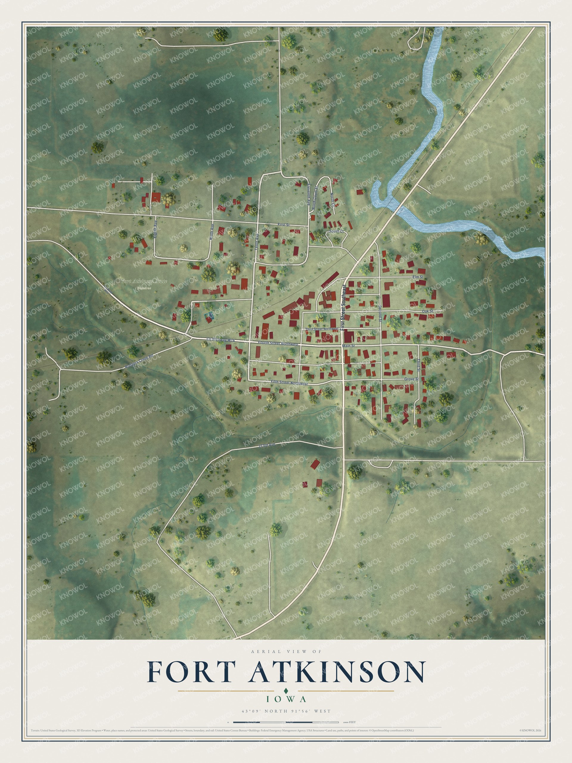 Watermarked full-map preview of Fort Atkinson, Iowa