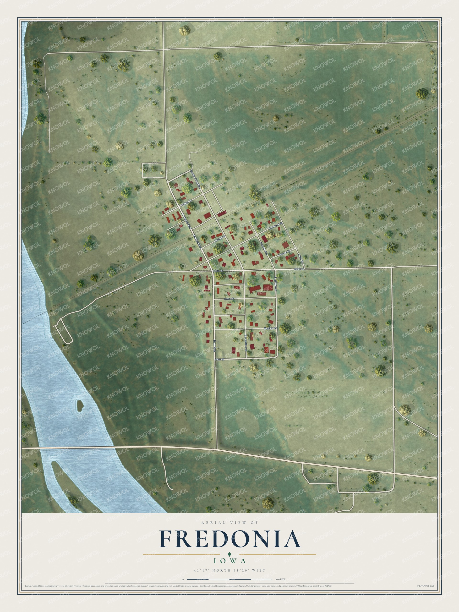 Watermarked full-map preview of Fredonia, Iowa