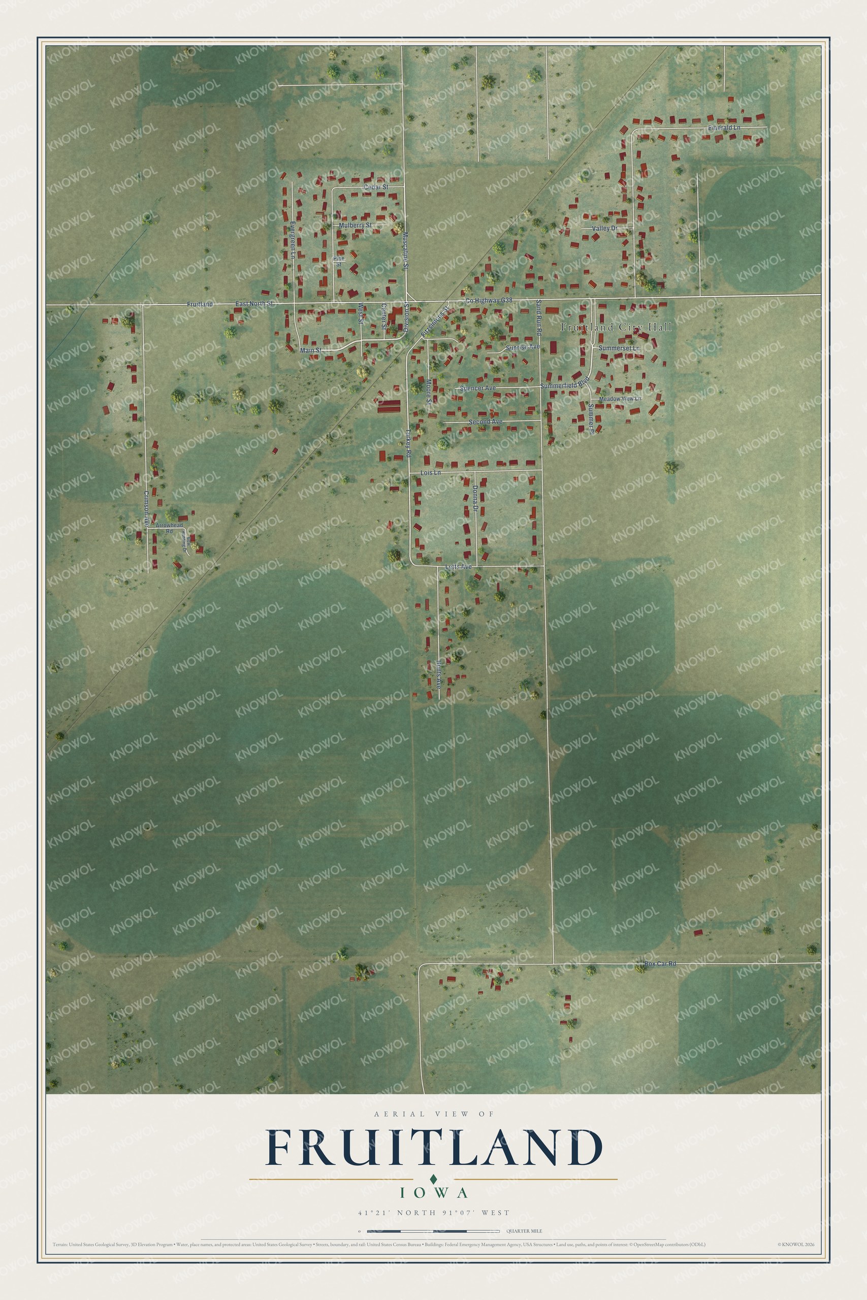 Watermarked full-map preview of Fruitland, Iowa