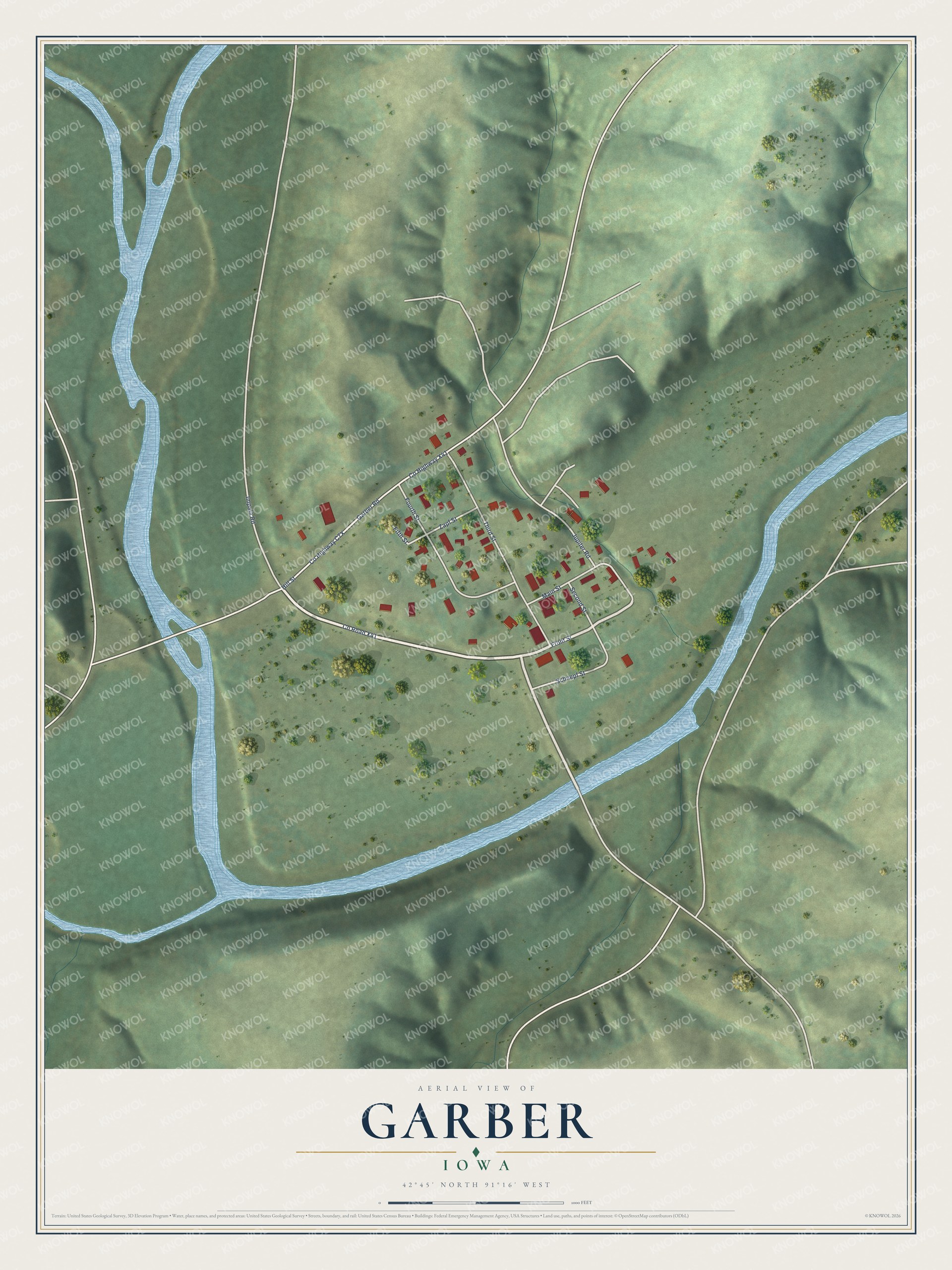Watermarked full-map preview of Garber, Iowa