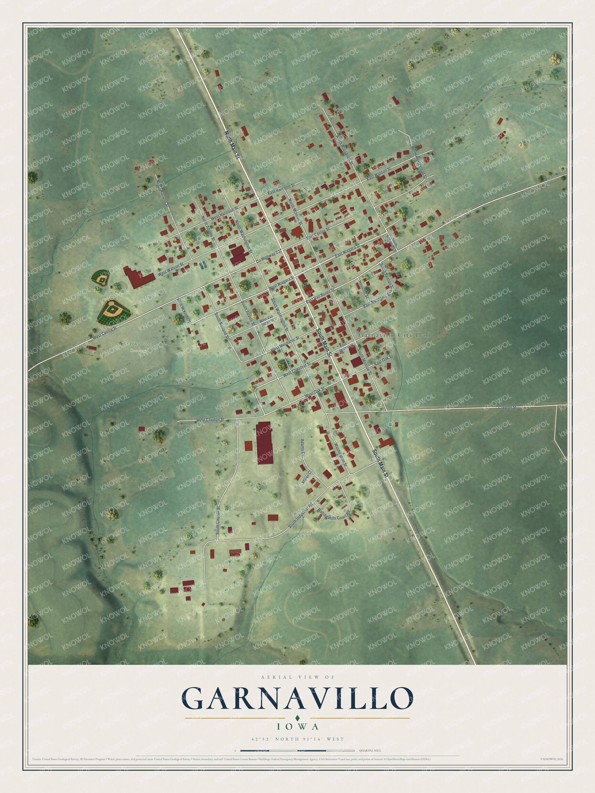 Watermarked full-map preview of Garnavillo, Iowa