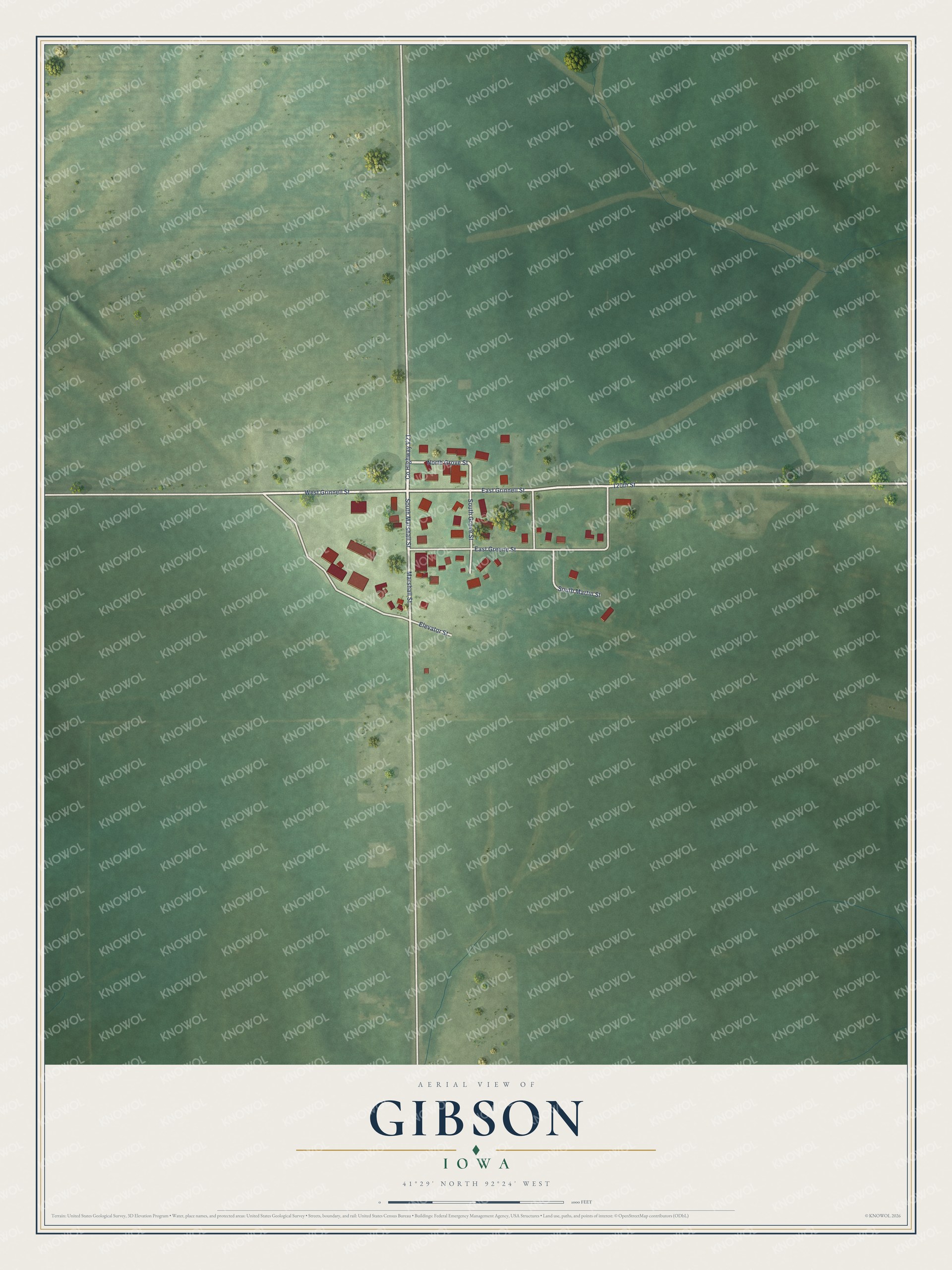 Watermarked full-map preview of Gibson, Iowa