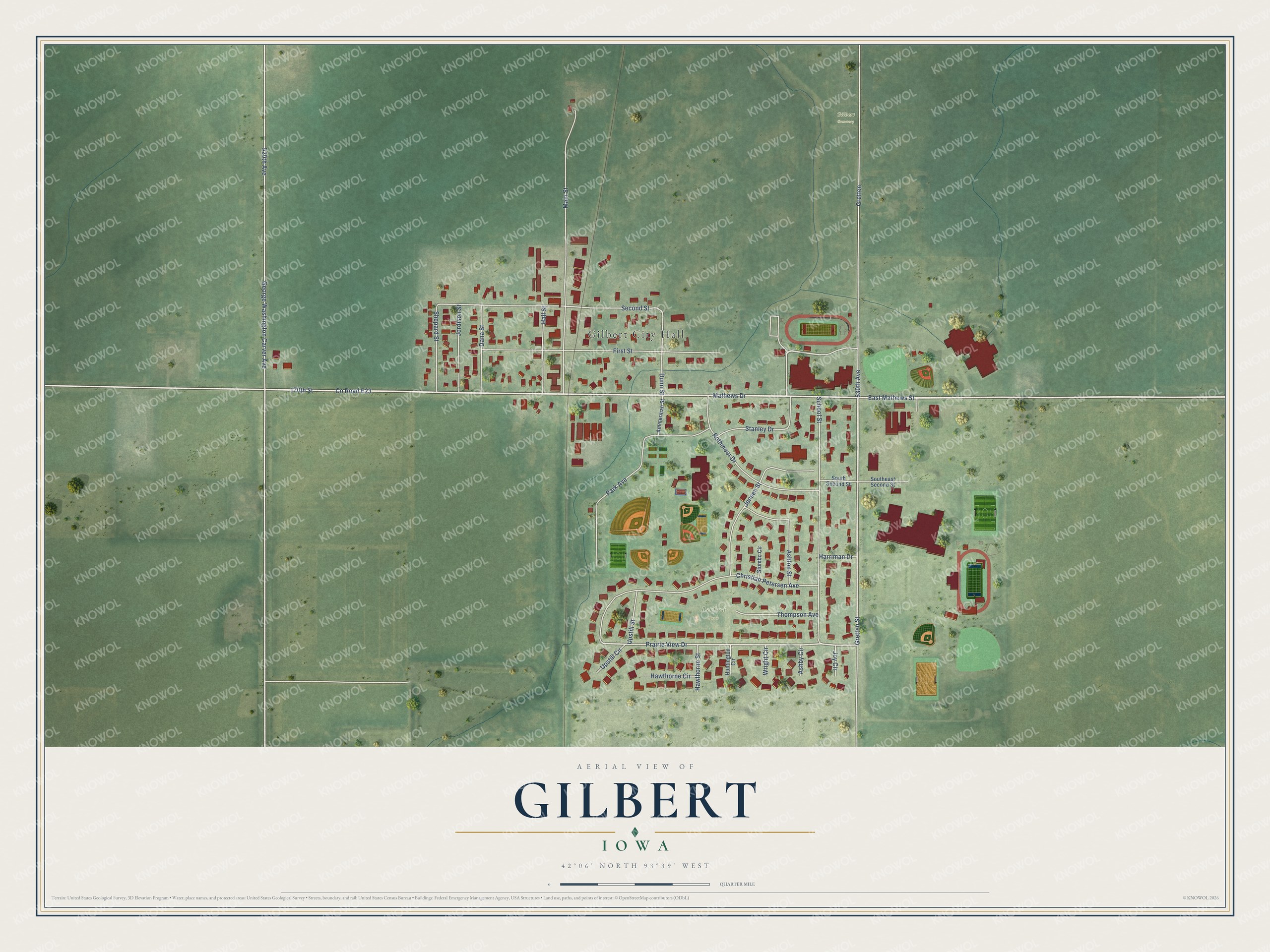 Watermarked full-map preview of Gilbert, Iowa