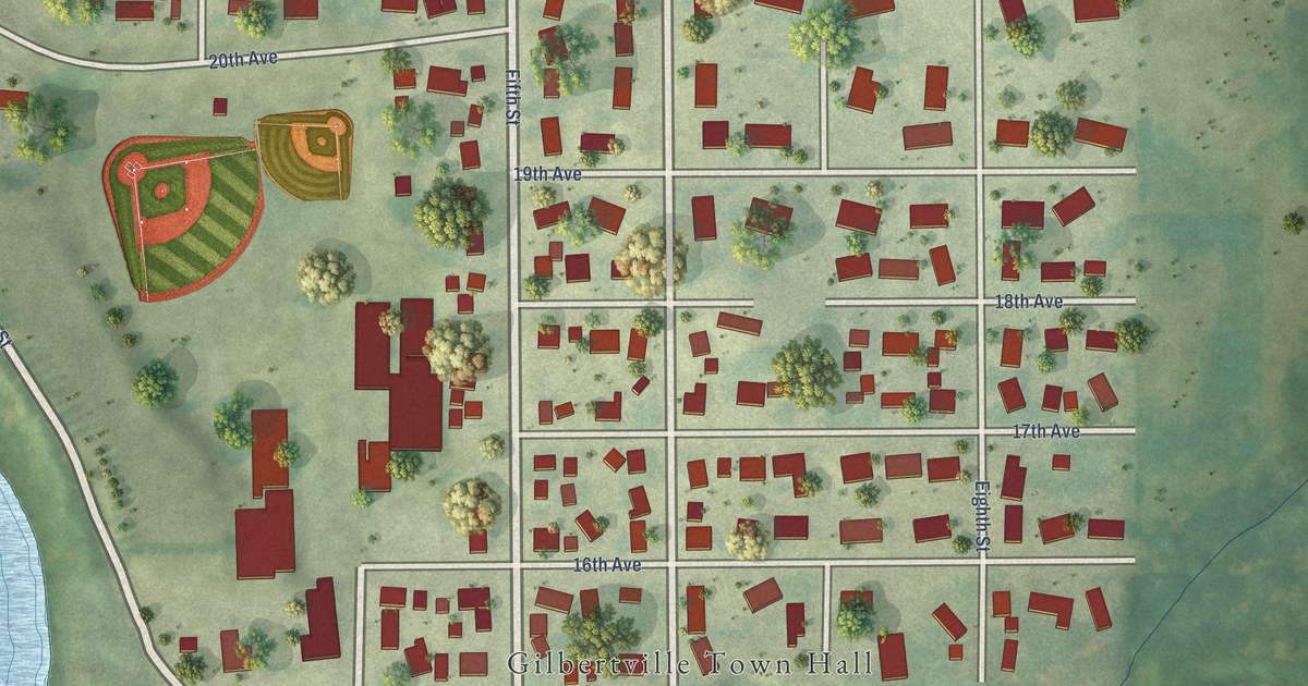 Map of Gilbertville, Iowa in 2026