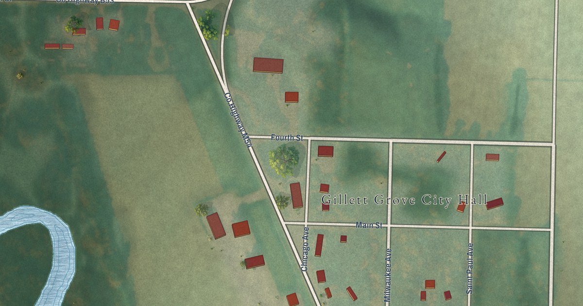 Map of Gillett Grove, Iowa in 2026