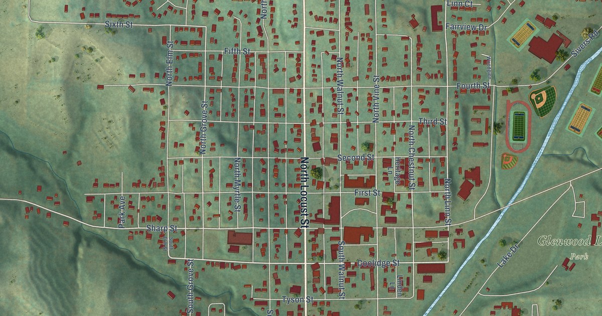 Map of Glenwood, Iowa in 2026