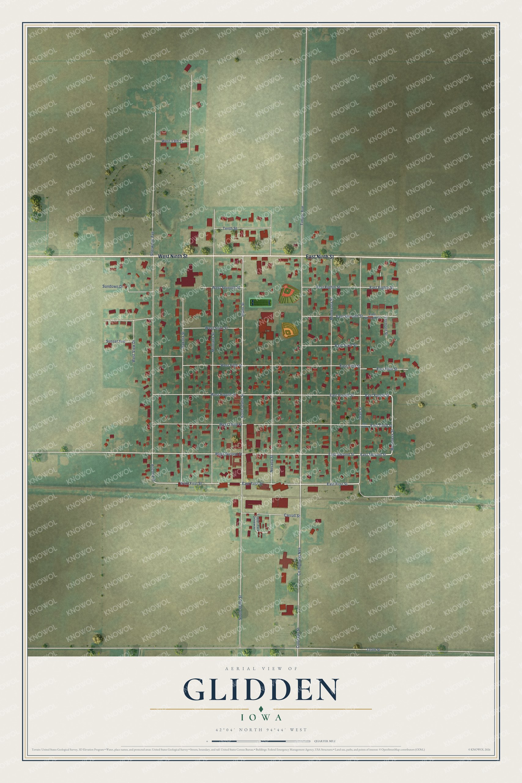Watermarked full-map preview of Glidden, Iowa