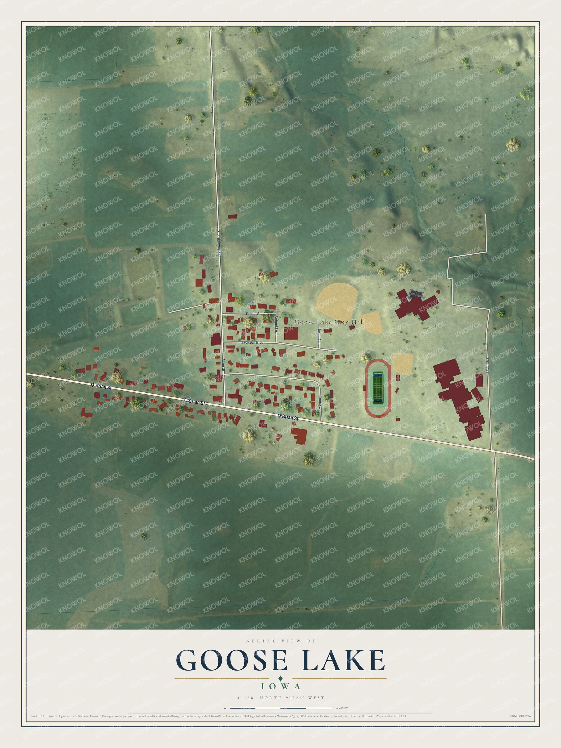 Watermarked full-map preview of Goose Lake, Iowa