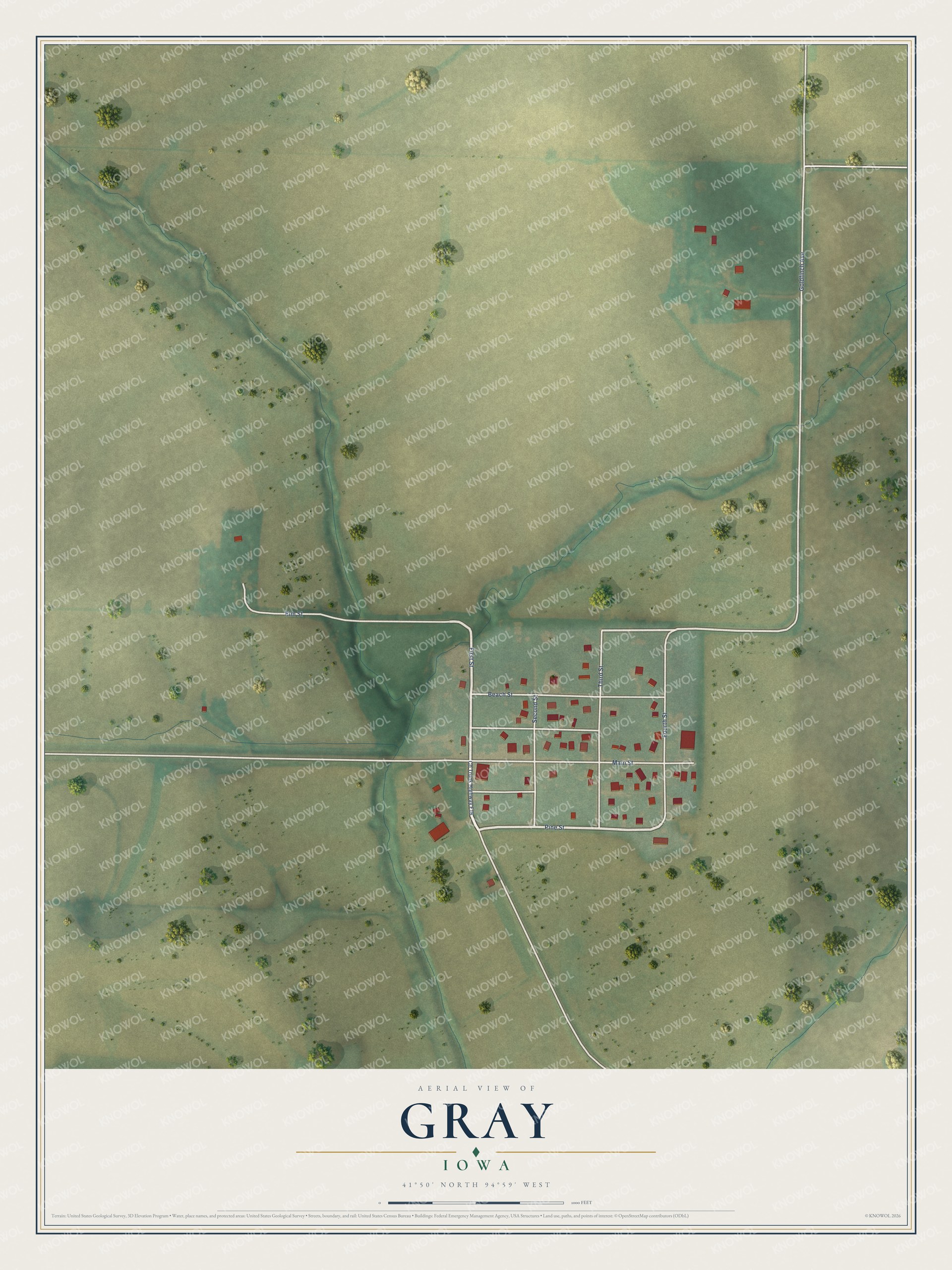 Watermarked full-map preview of Gray, Iowa