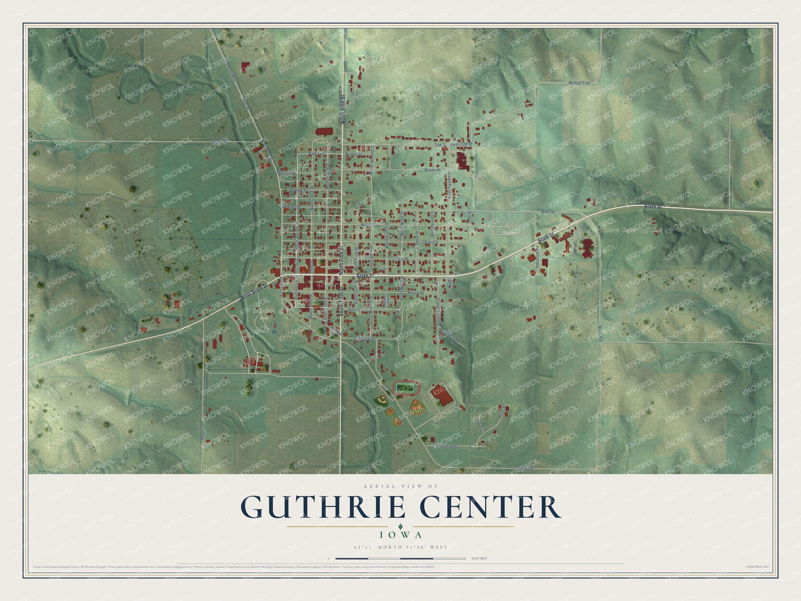 Watermarked full-map preview of Guthrie Center, Iowa