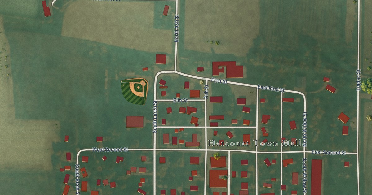 Map of Harcourt, Iowa in 2026