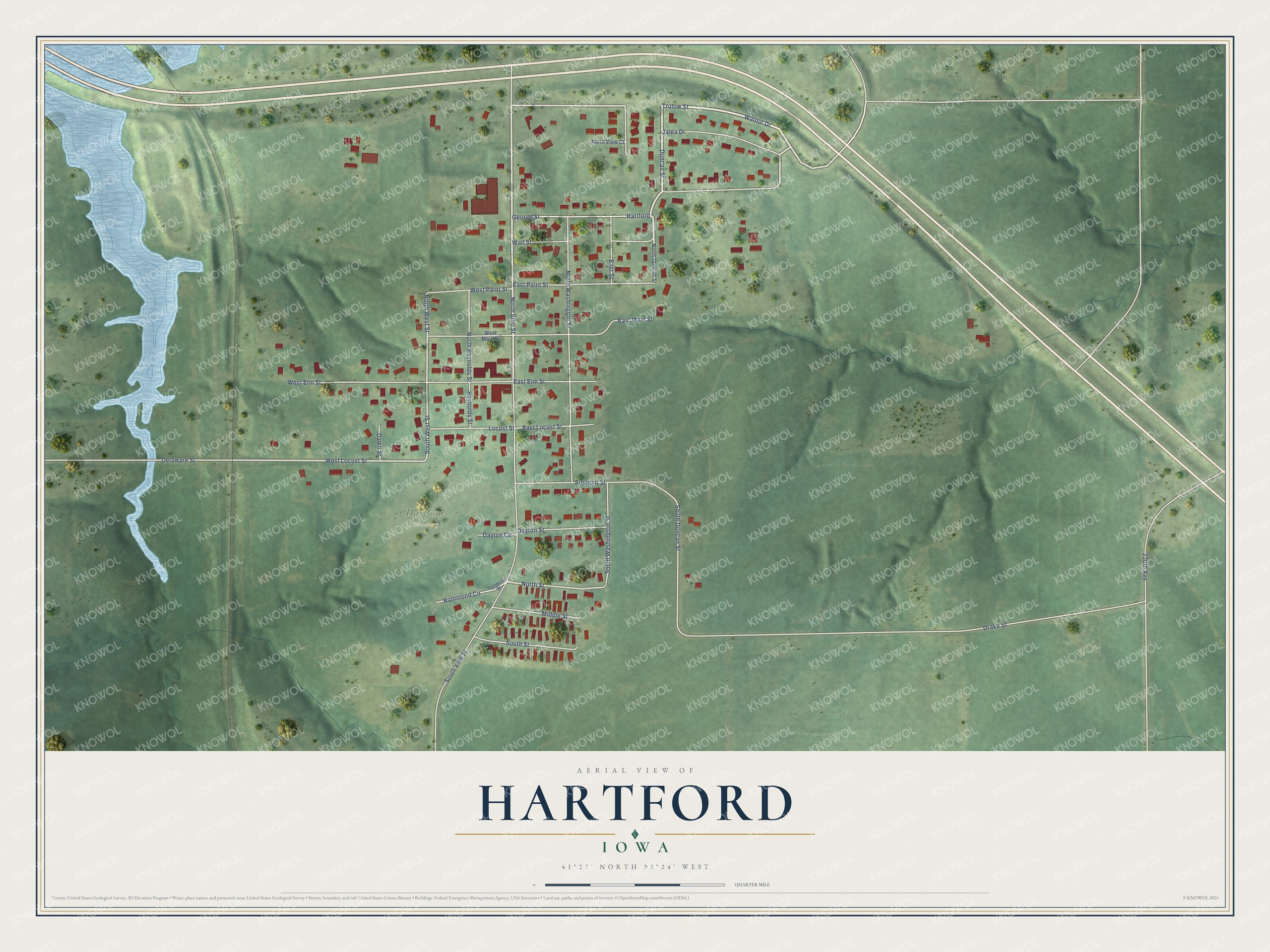 Watermarked full-map preview of Hartford, Iowa