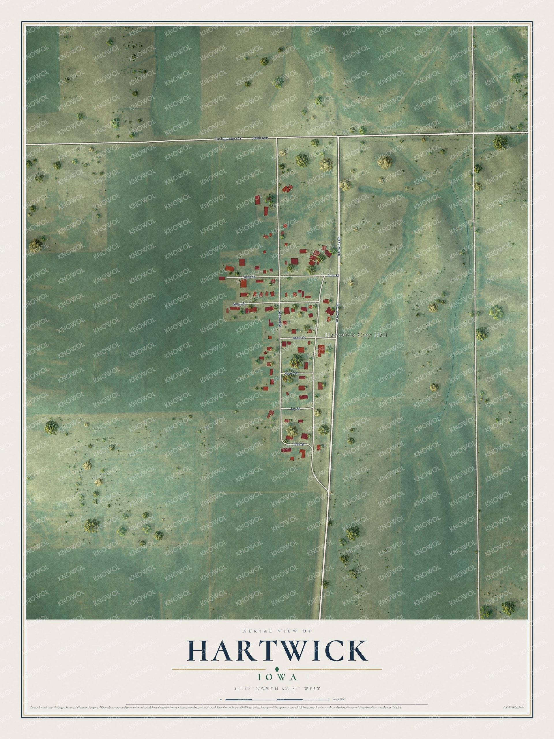 Watermarked full-map preview of Hartwick, Iowa