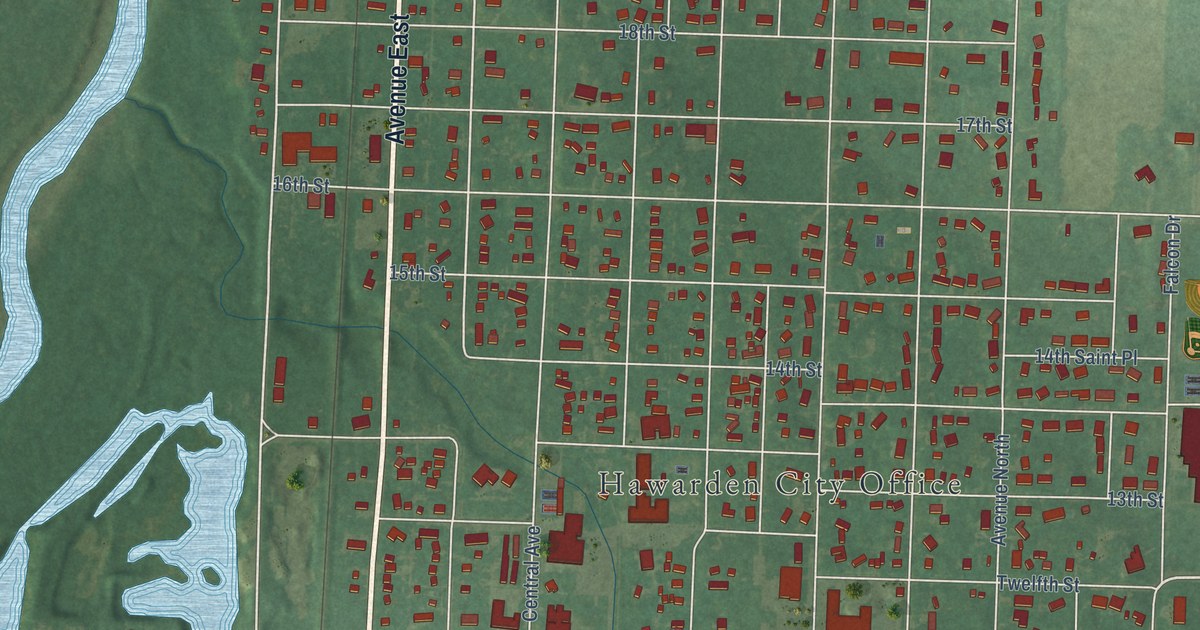 Map of Hawarden, Iowa in 2026