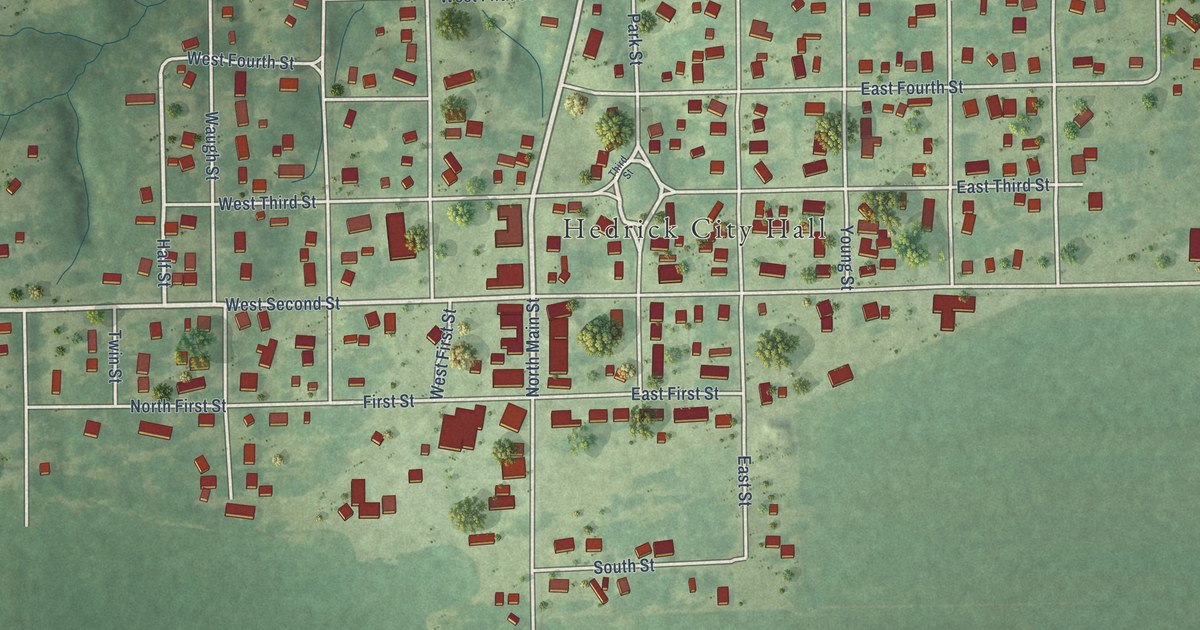 Map of Hedrick, Iowa in 2026