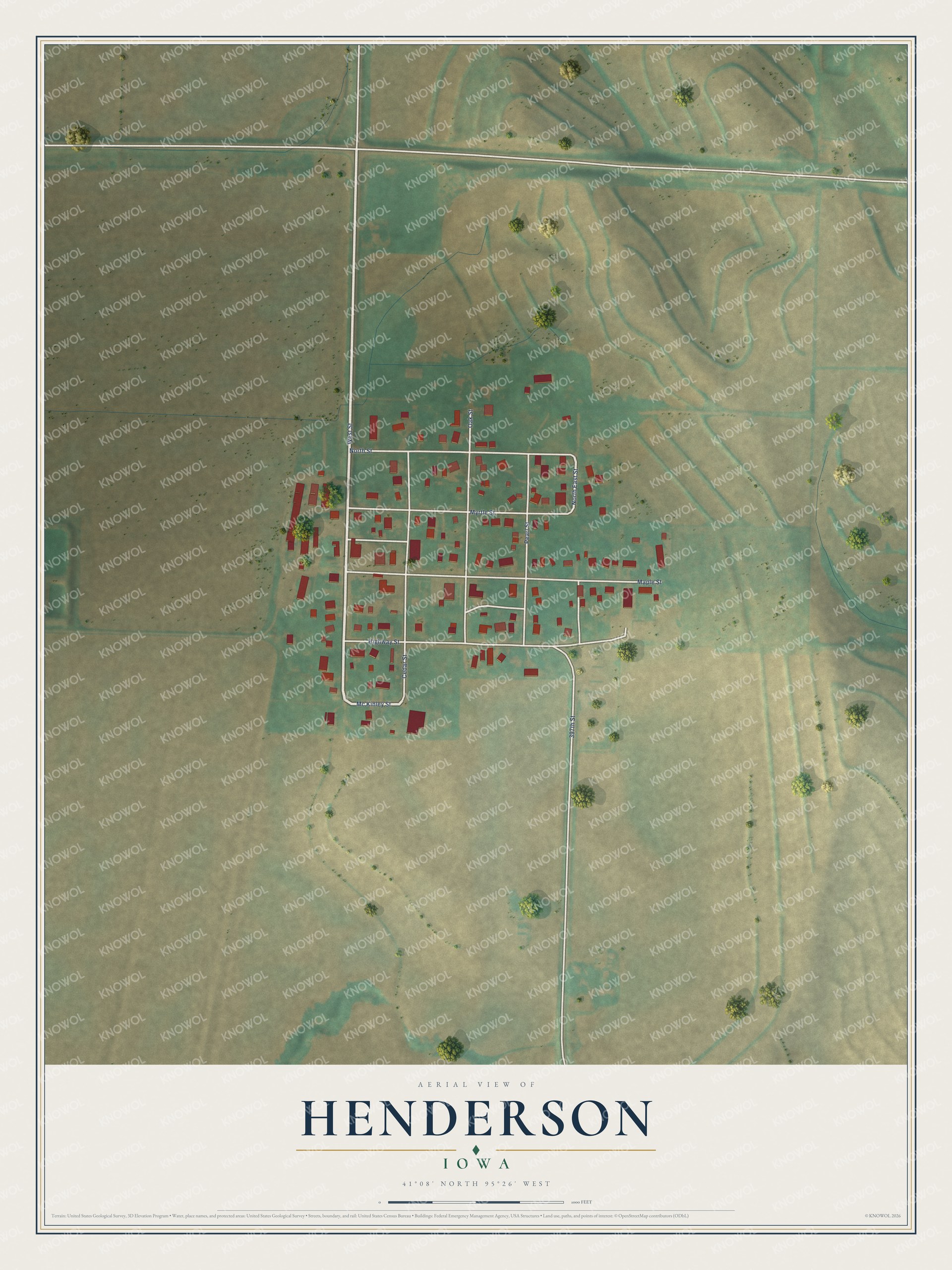 Watermarked full-map preview of Henderson, Iowa
