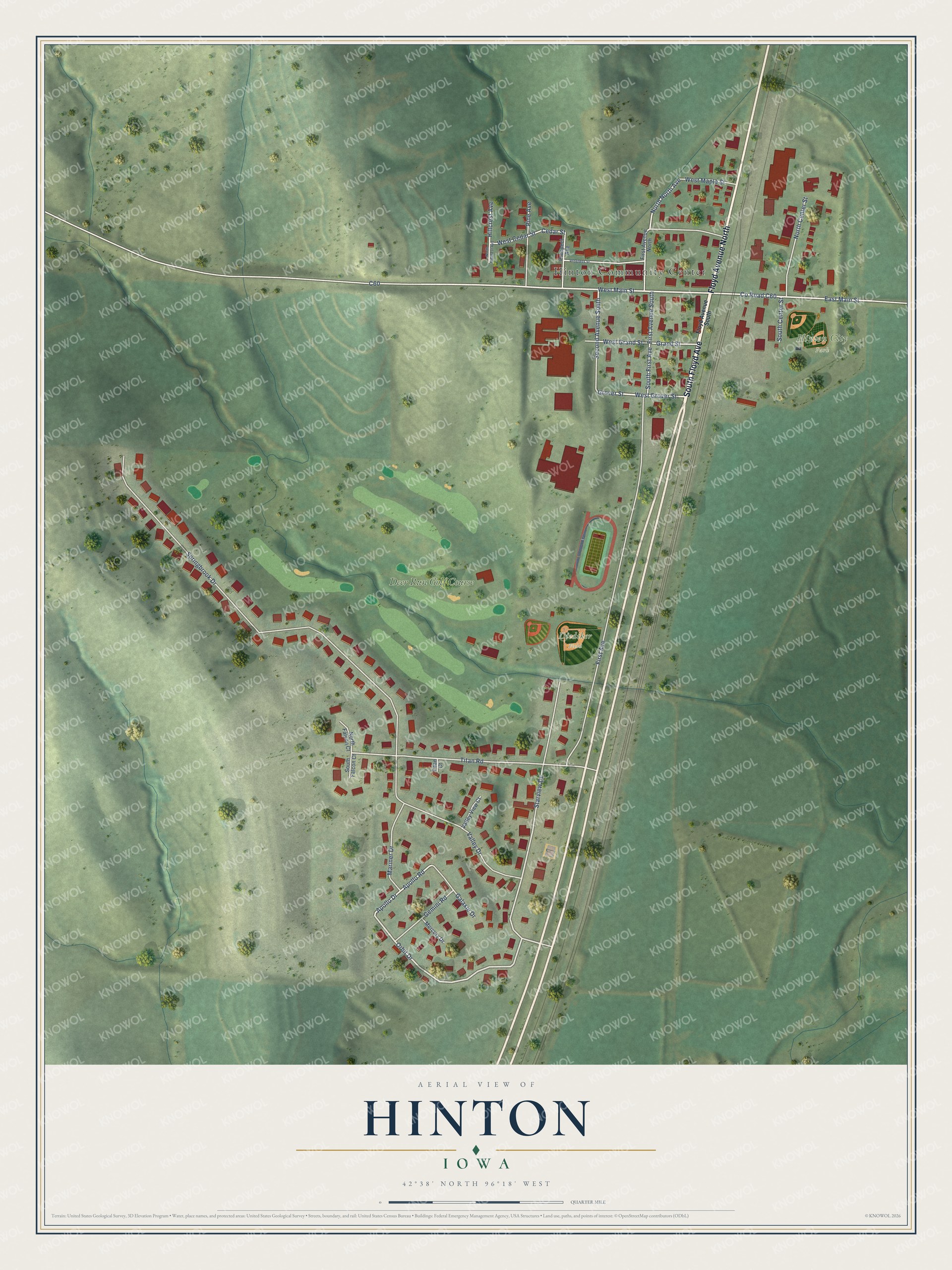 Watermarked full-map preview of Hinton, Iowa