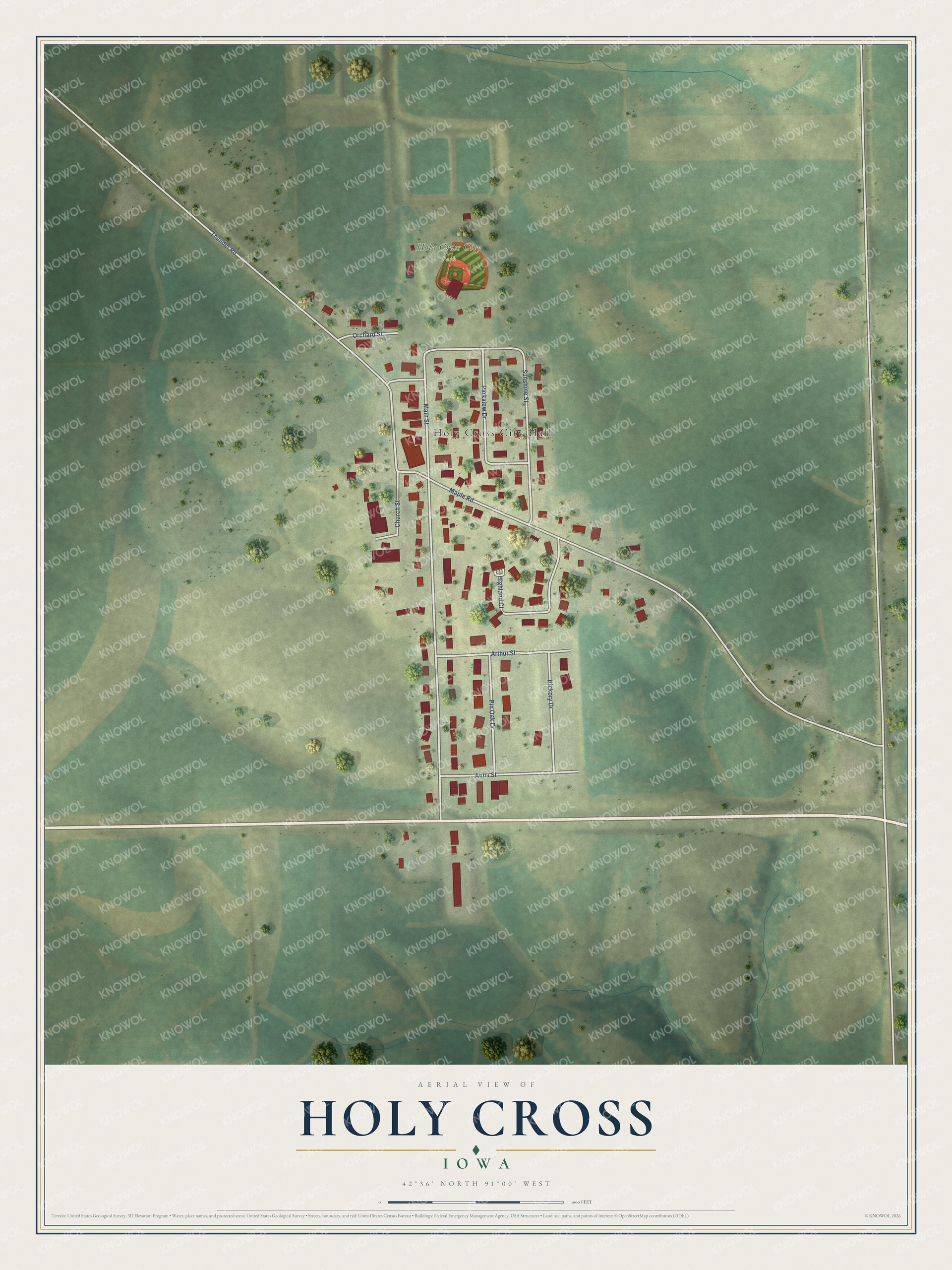 Watermarked full-map preview of Holy Cross, Iowa