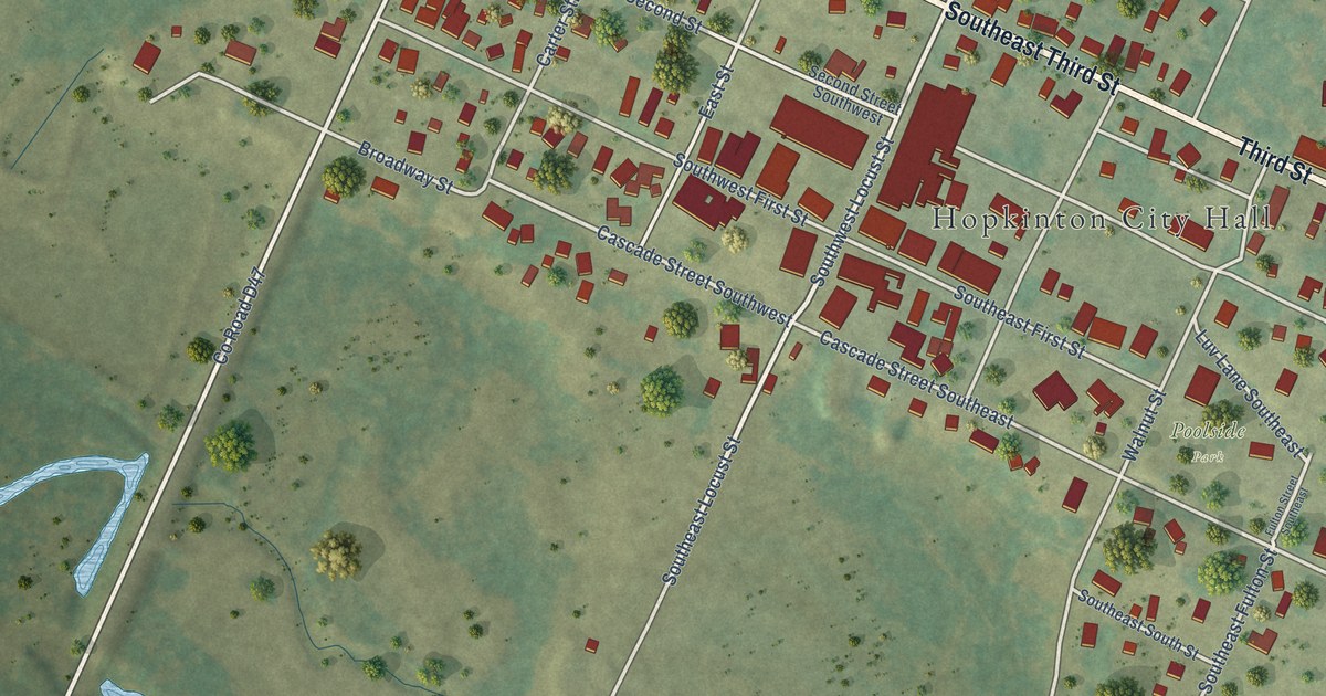 Map of Hopkinton, Iowa in 2026