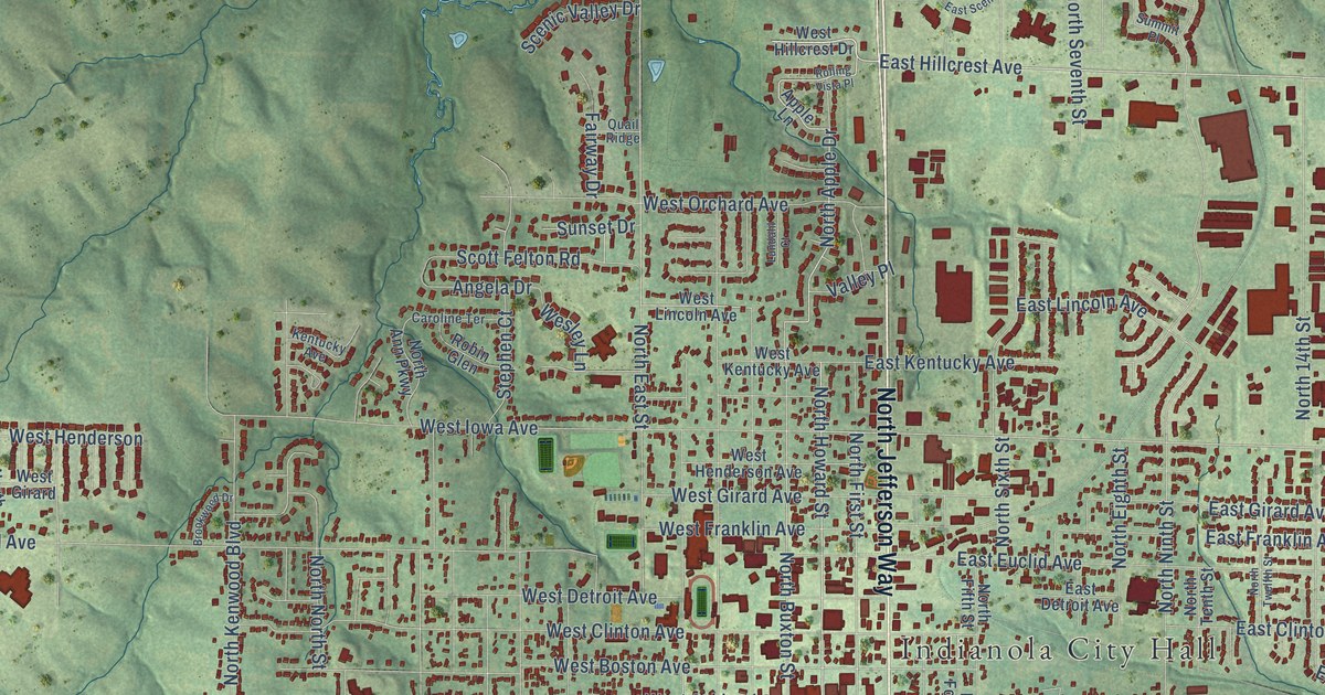Map of Indianola, Iowa in 2026