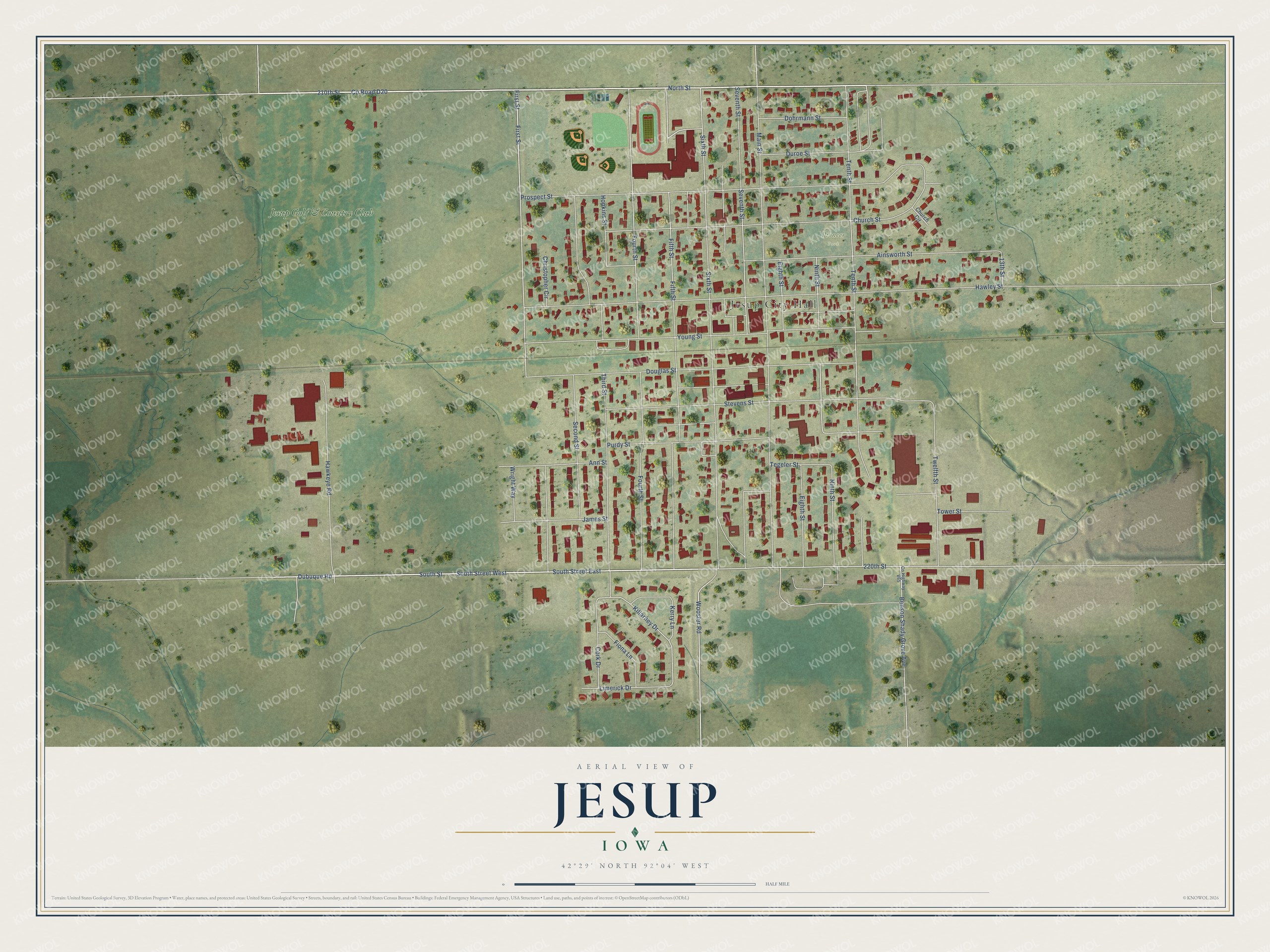 Watermarked full-map preview of Jesup, Iowa