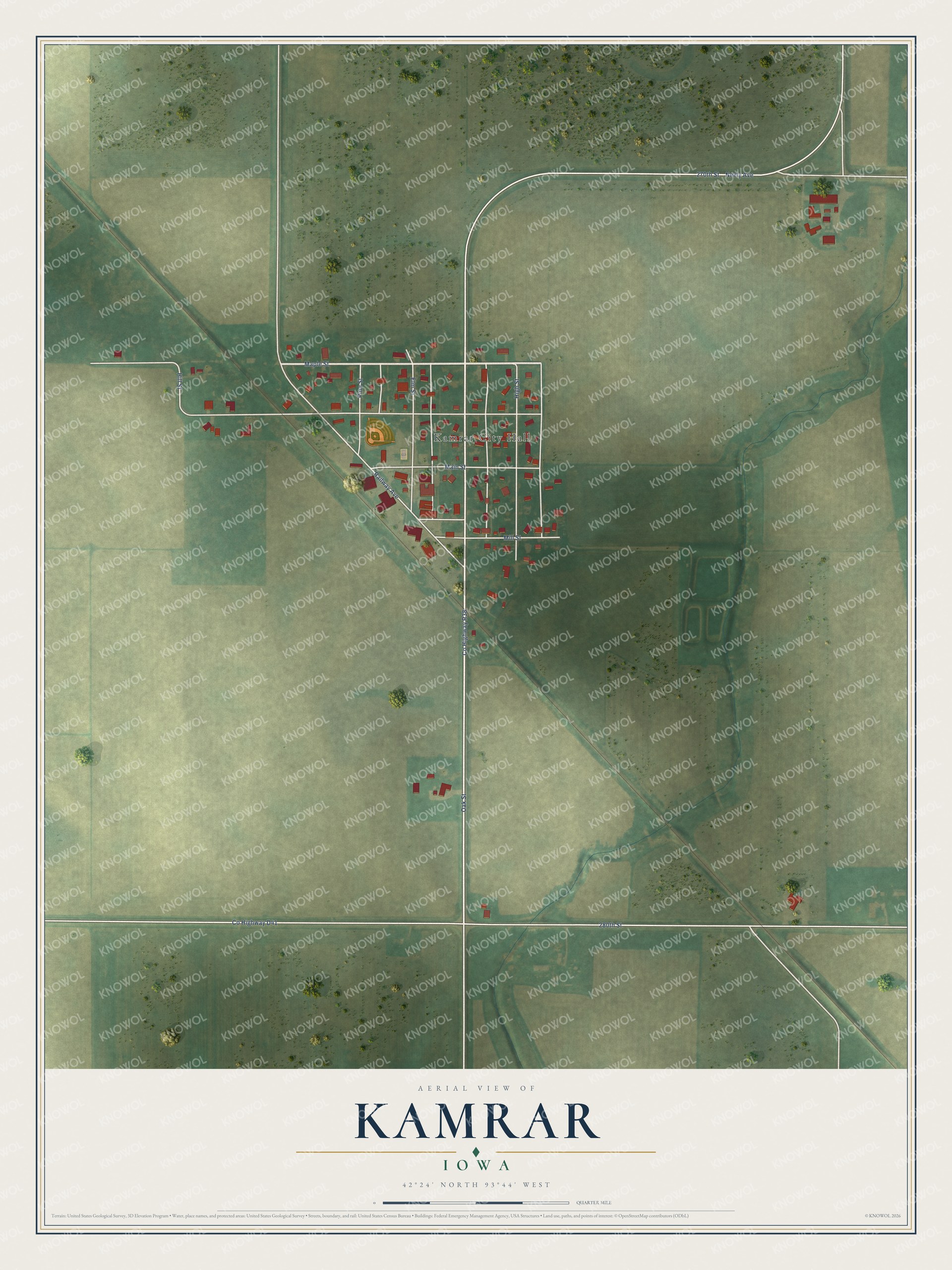 Watermarked full-map preview of Kamrar, Iowa