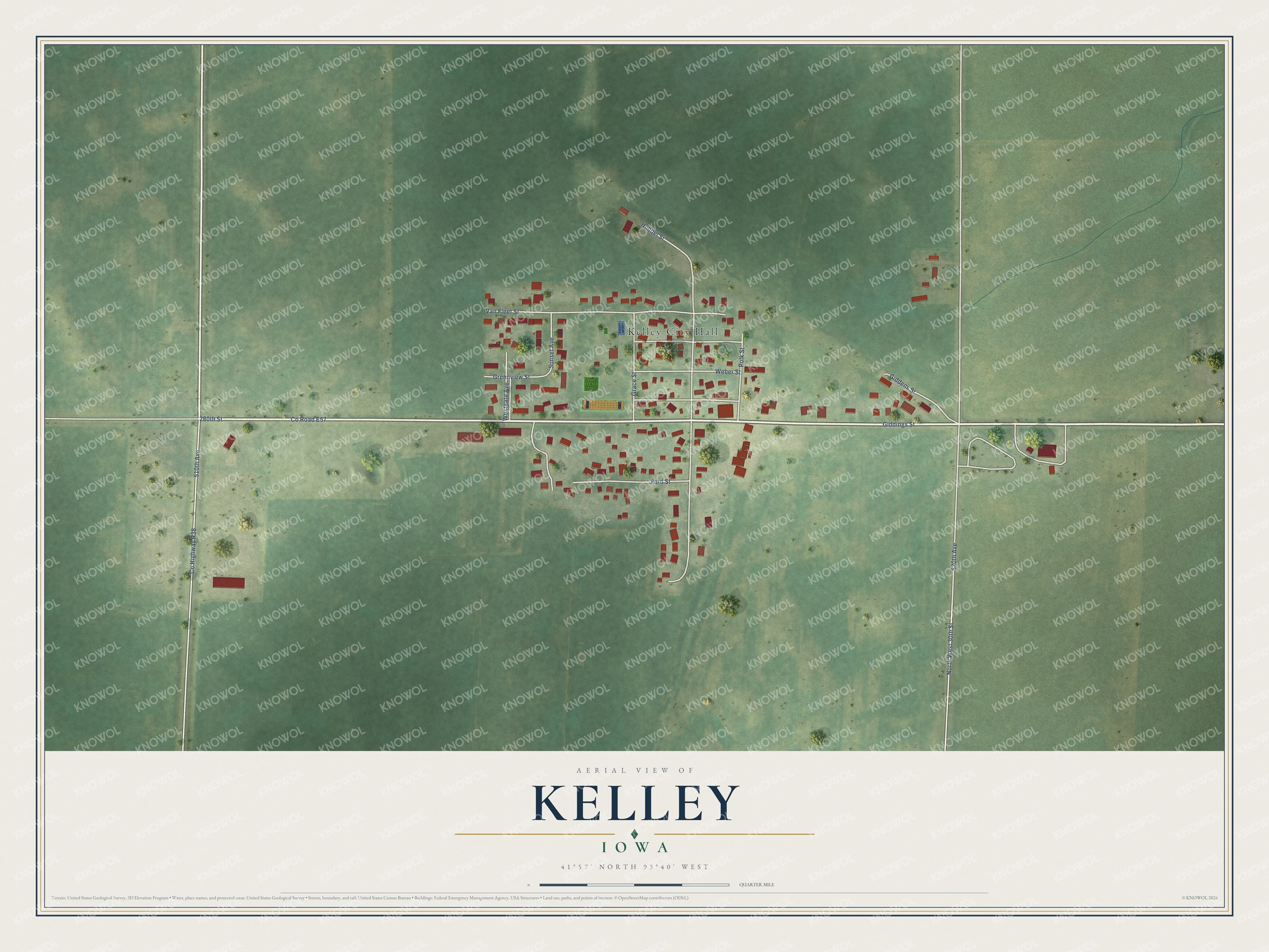 Watermarked full-map preview of Kelley, Iowa