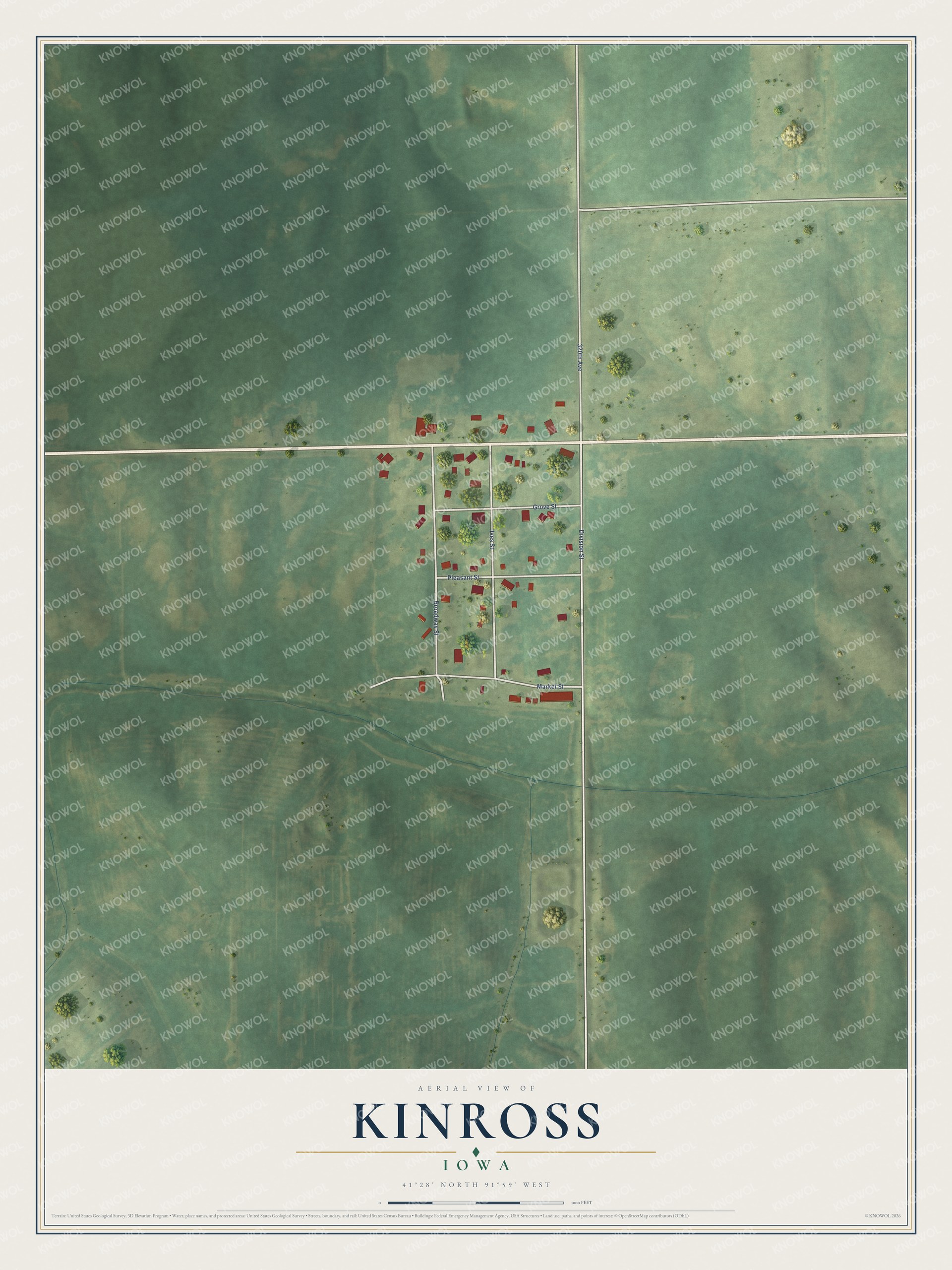 Watermarked full-map preview of Kinross, Iowa