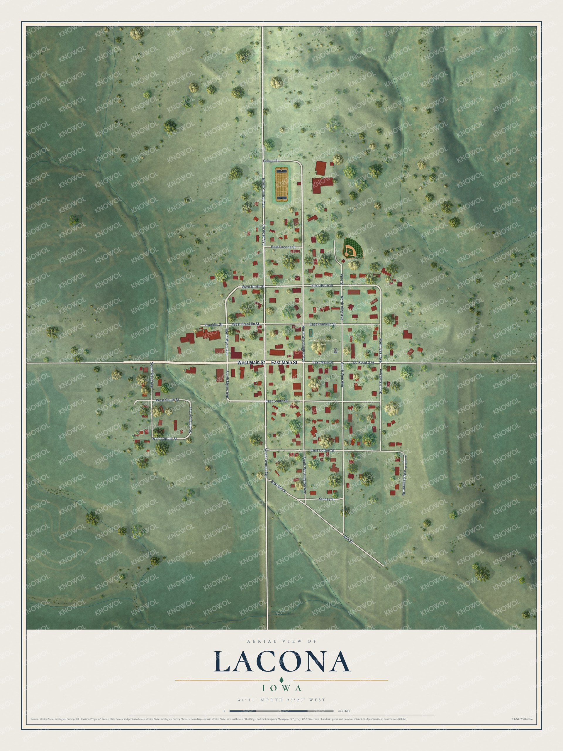 Watermarked full-map preview of Lacona, Iowa