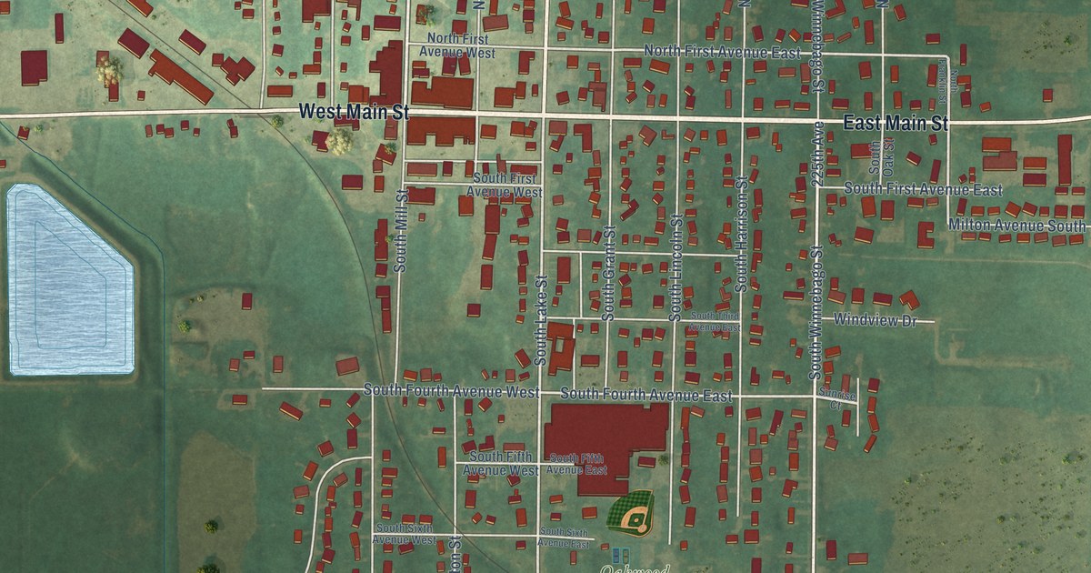Map of Lake Mills, Iowa in 2026