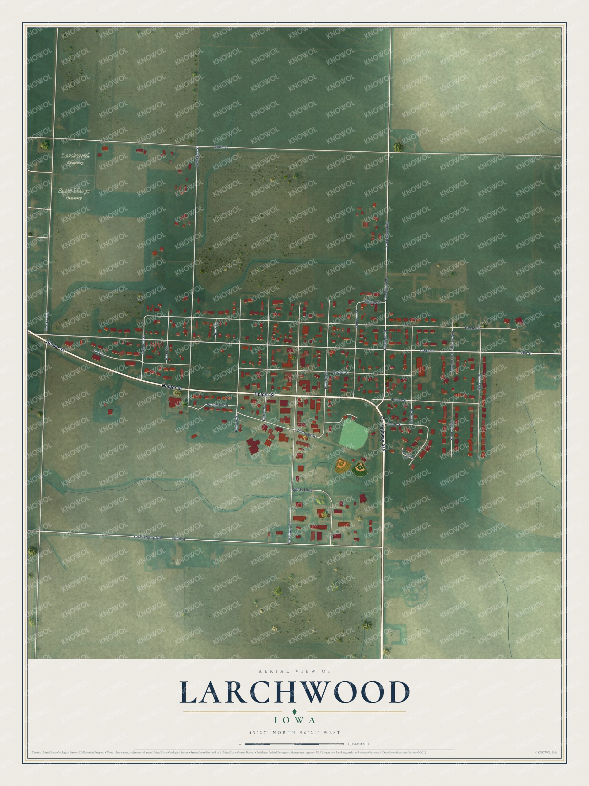 Watermarked full-map preview of Larchwood, Iowa
