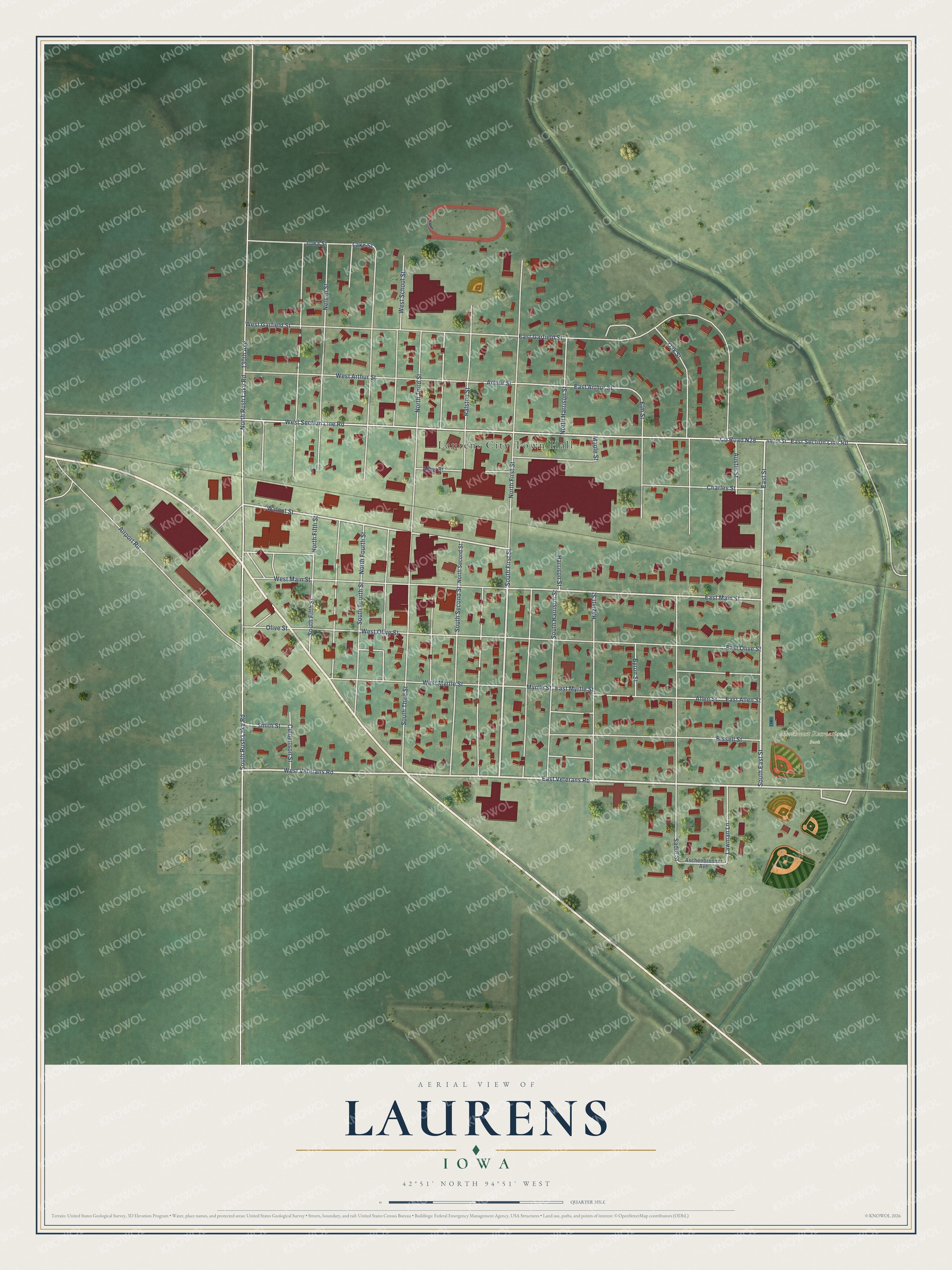 Watermarked full-map preview of Laurens, Iowa