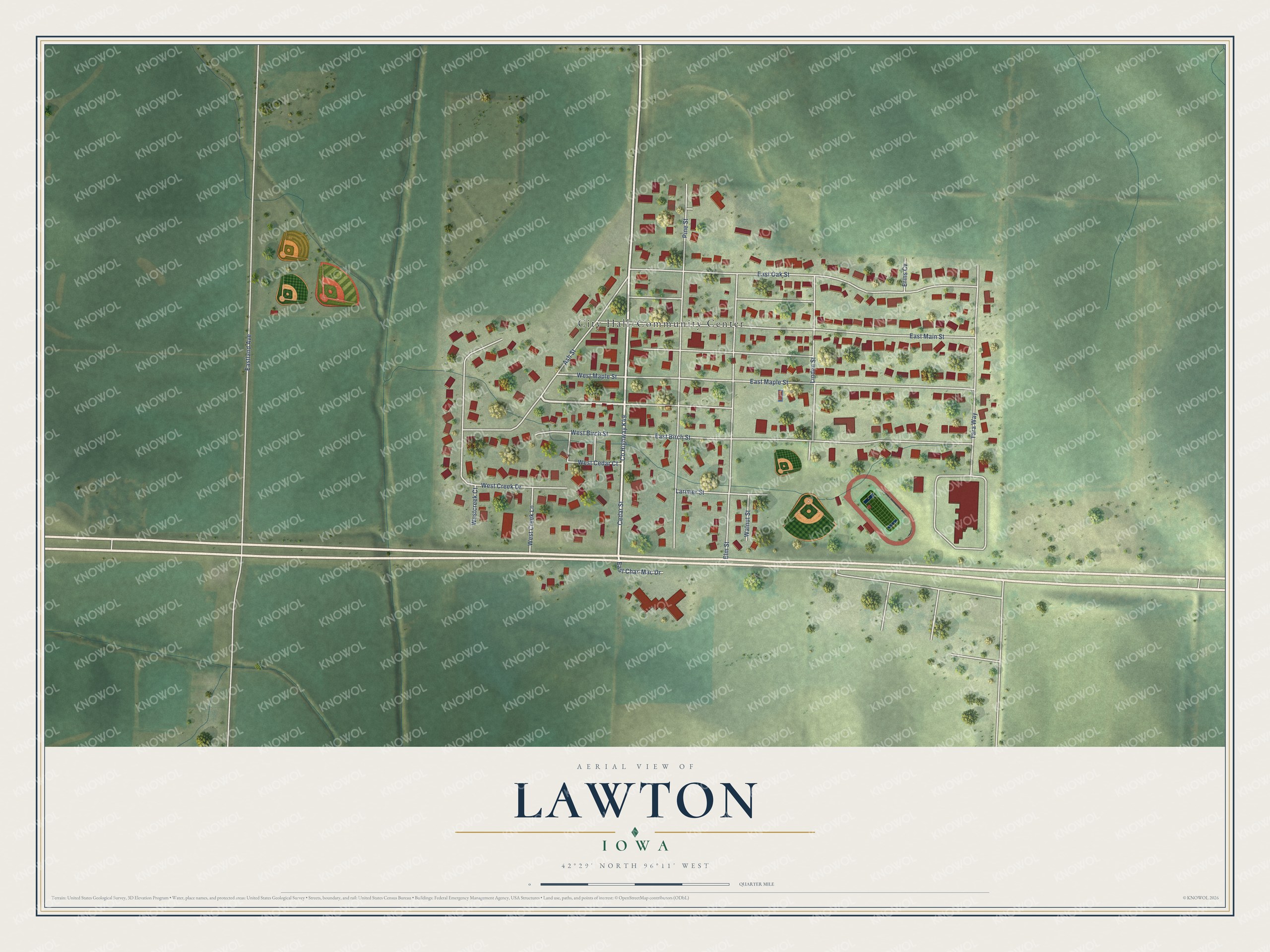 Watermarked full-map preview of Lawton, Iowa