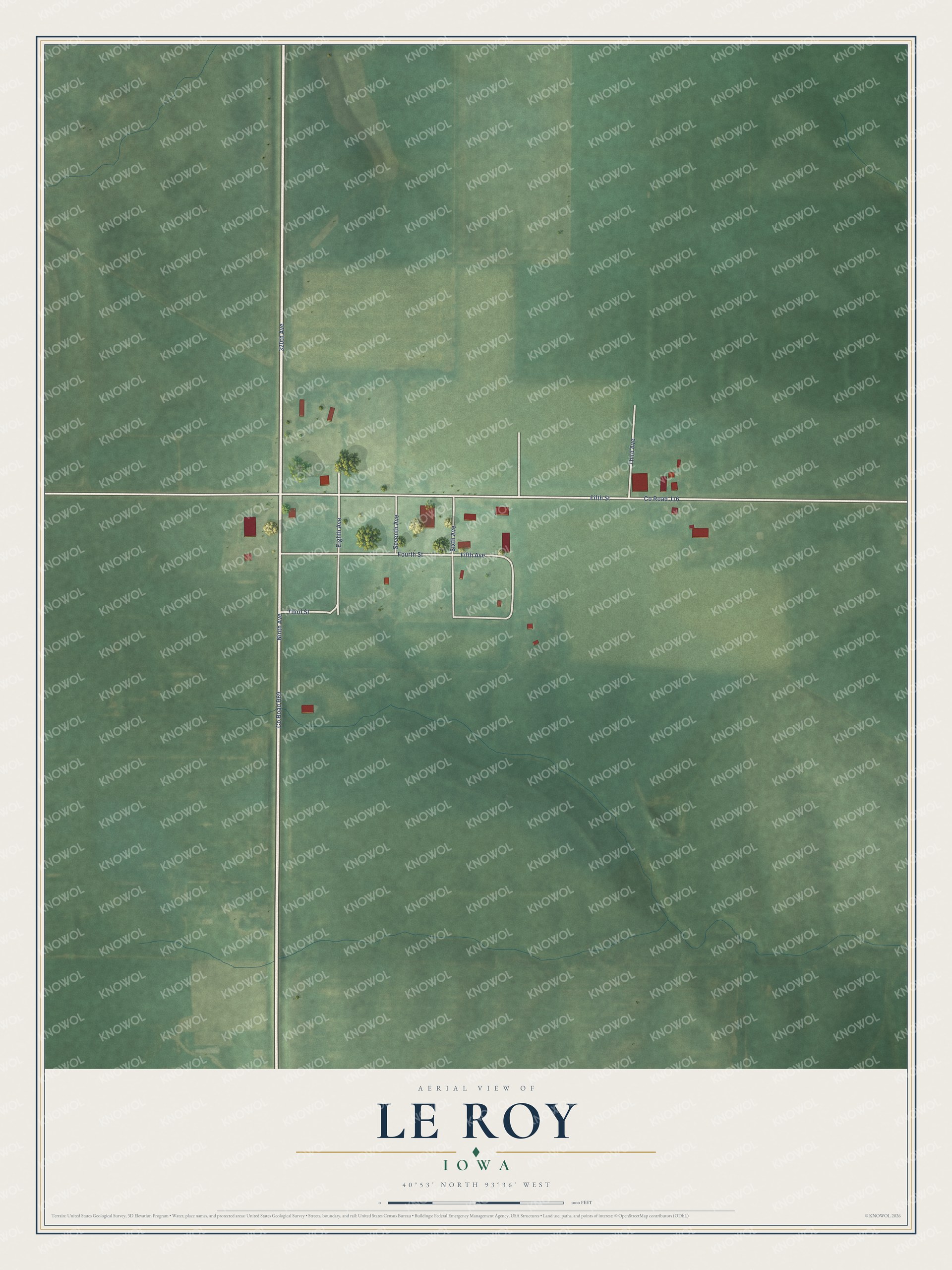 Watermarked full-map preview of Le Roy, Iowa