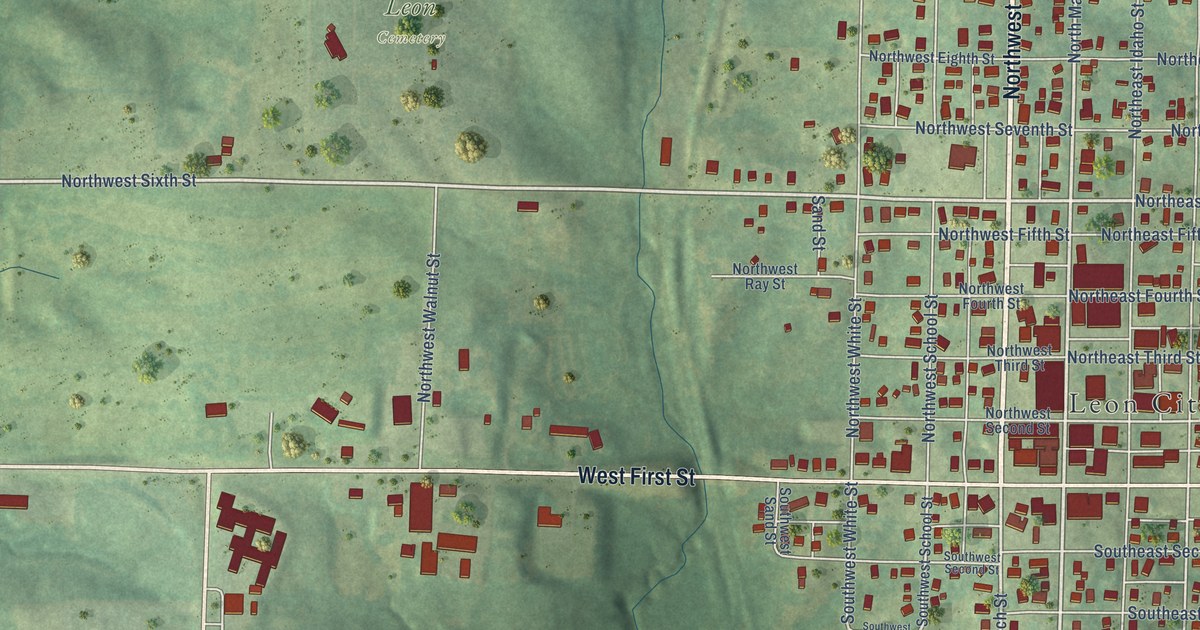 Map of Leon, Iowa in 2026