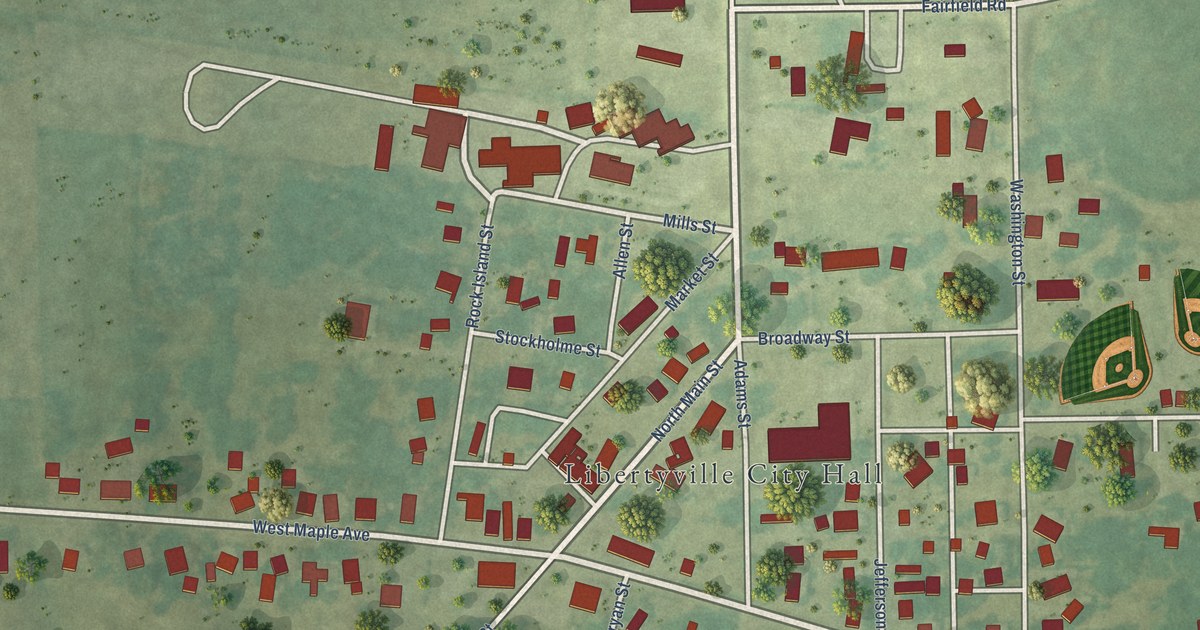 Map of Libertyville, Iowa in 2026