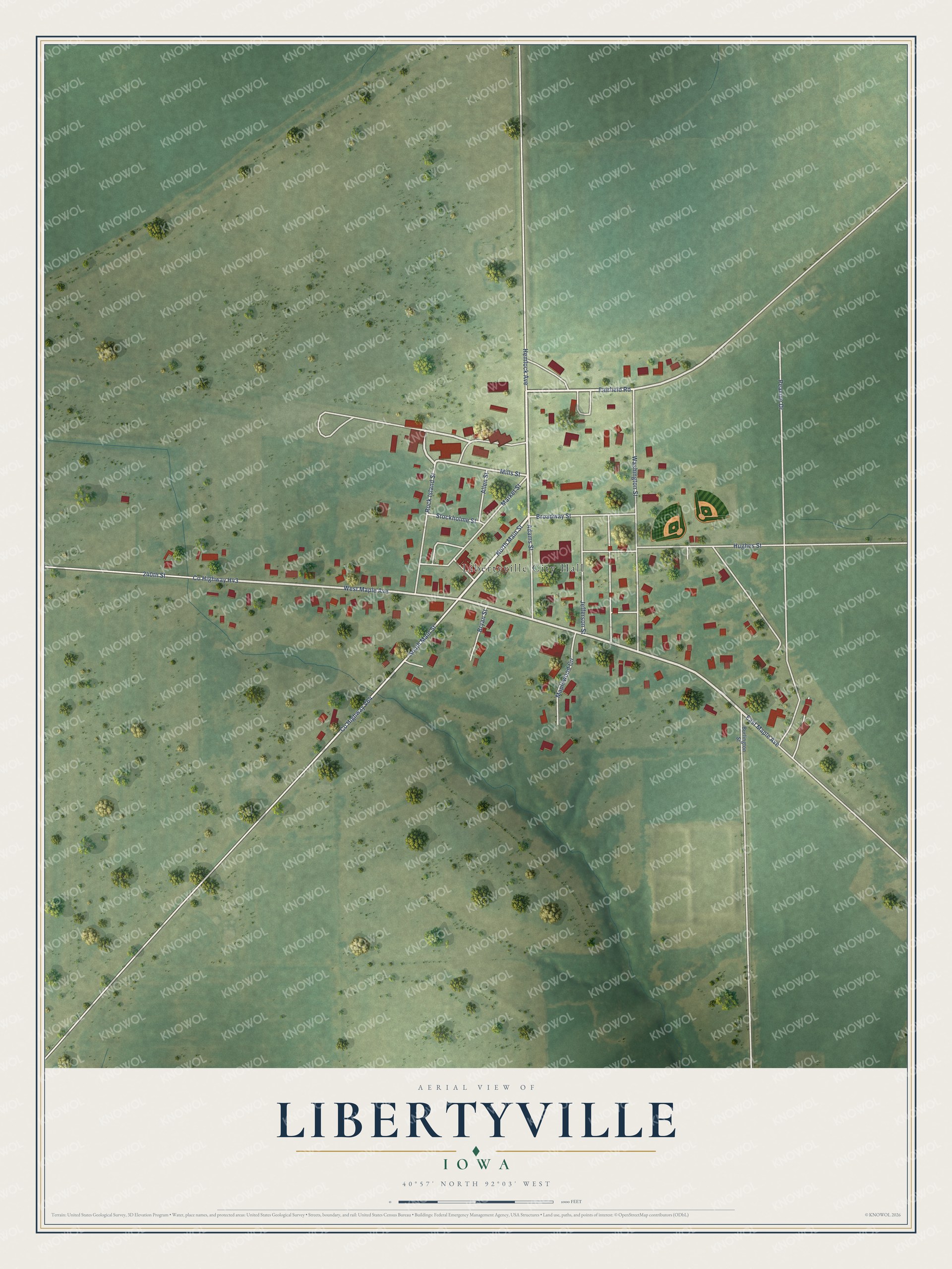 Watermarked full-map preview of Libertyville, Iowa