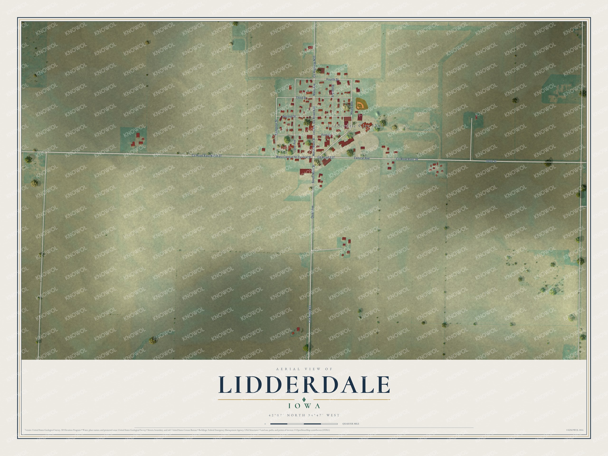 Watermarked full-map preview of Lidderdale, Iowa