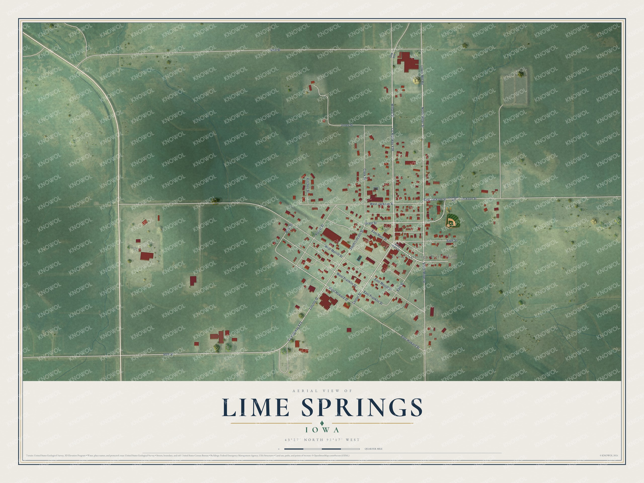 Watermarked full-map preview of Lime Springs, Iowa