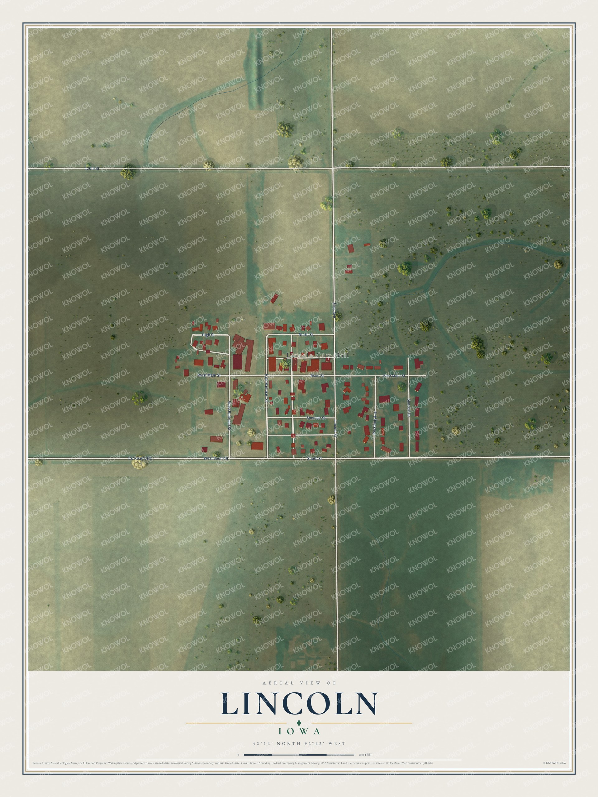 Watermarked full-map preview of Lincoln, Iowa