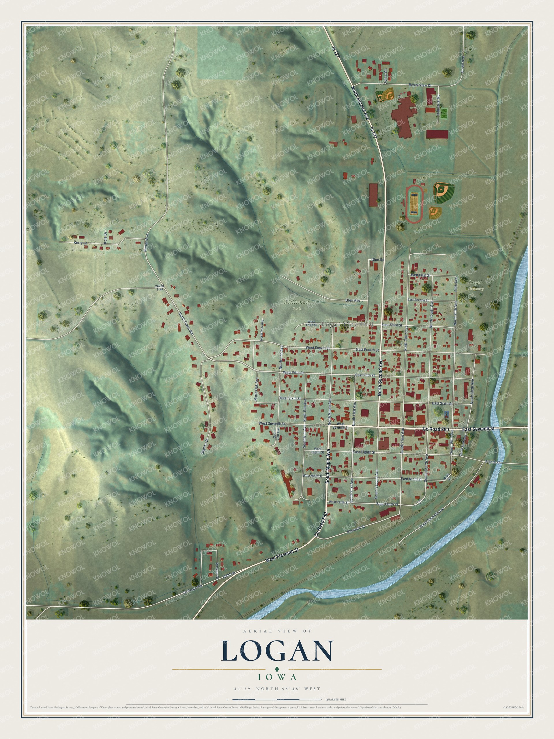 Watermarked full-map preview of Logan, Iowa