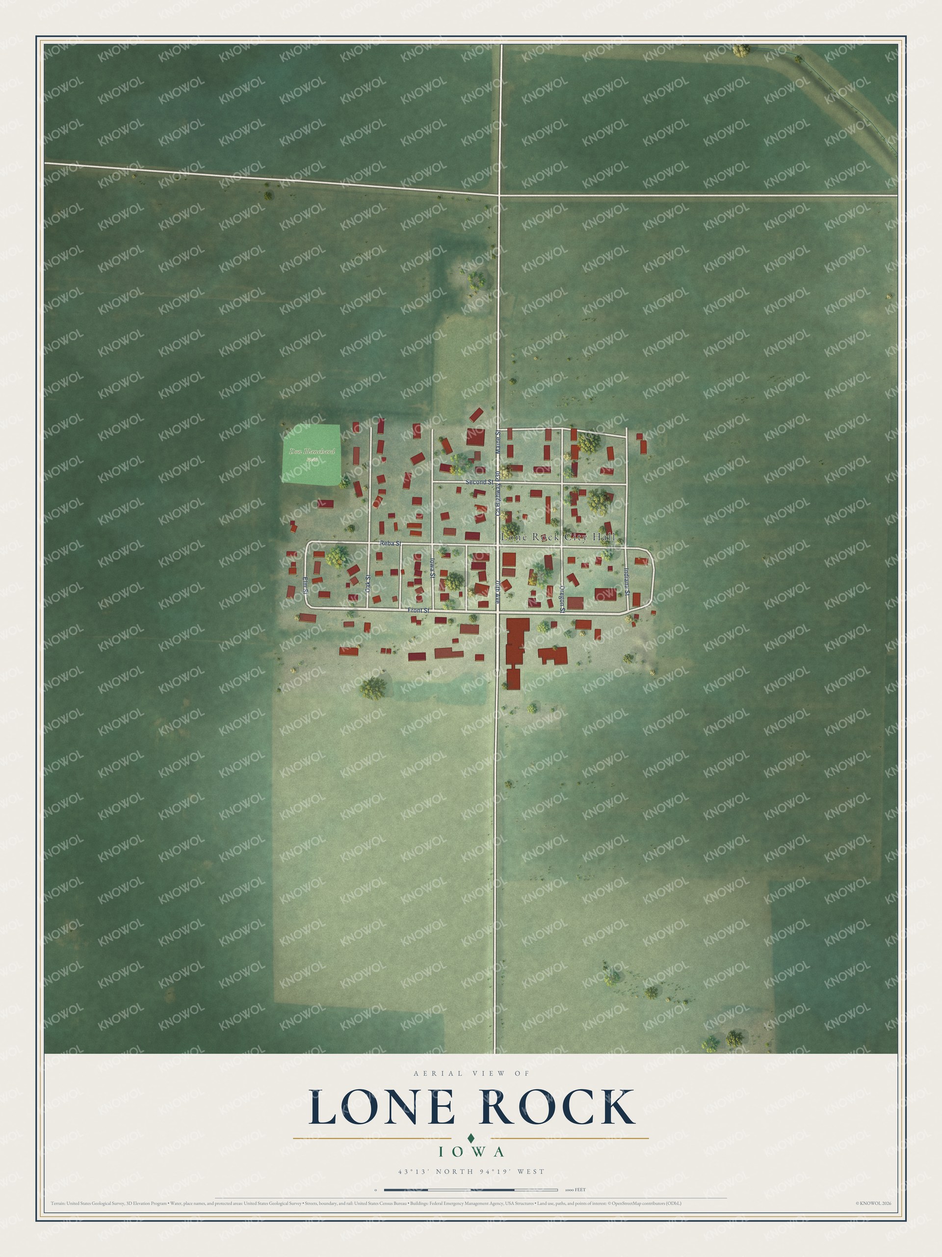 Watermarked full-map preview of Lone Rock, Iowa