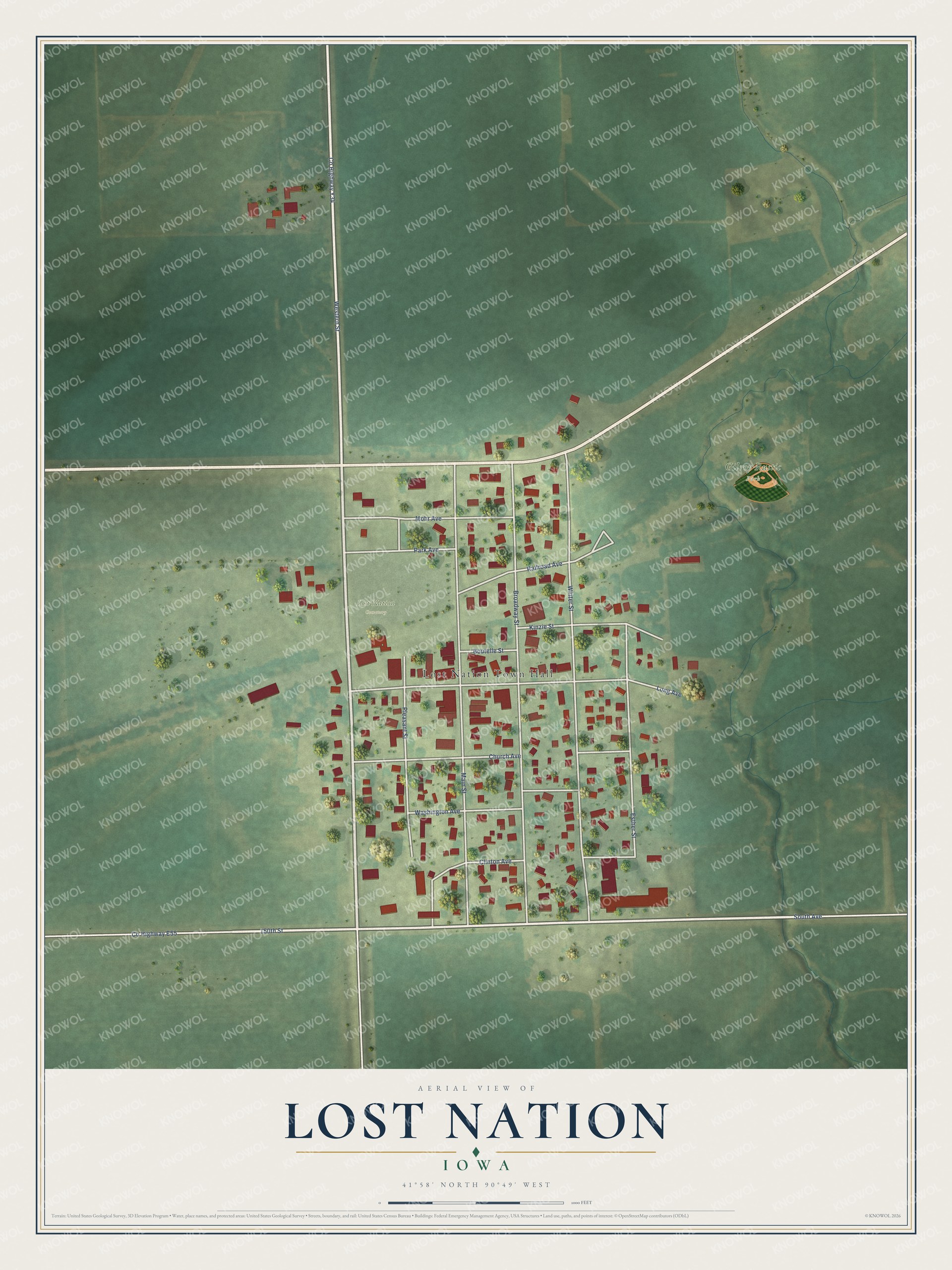 Watermarked full-map preview of Lost Nation, Iowa