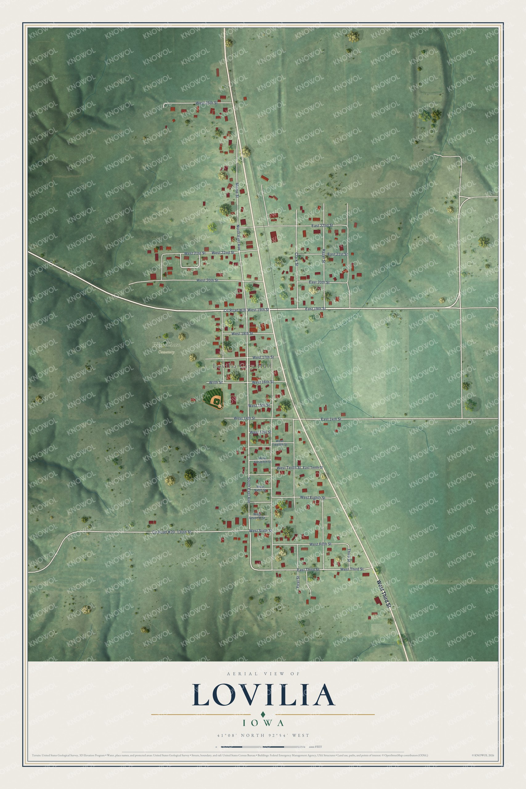 Watermarked full-map preview of Lovilia, Iowa