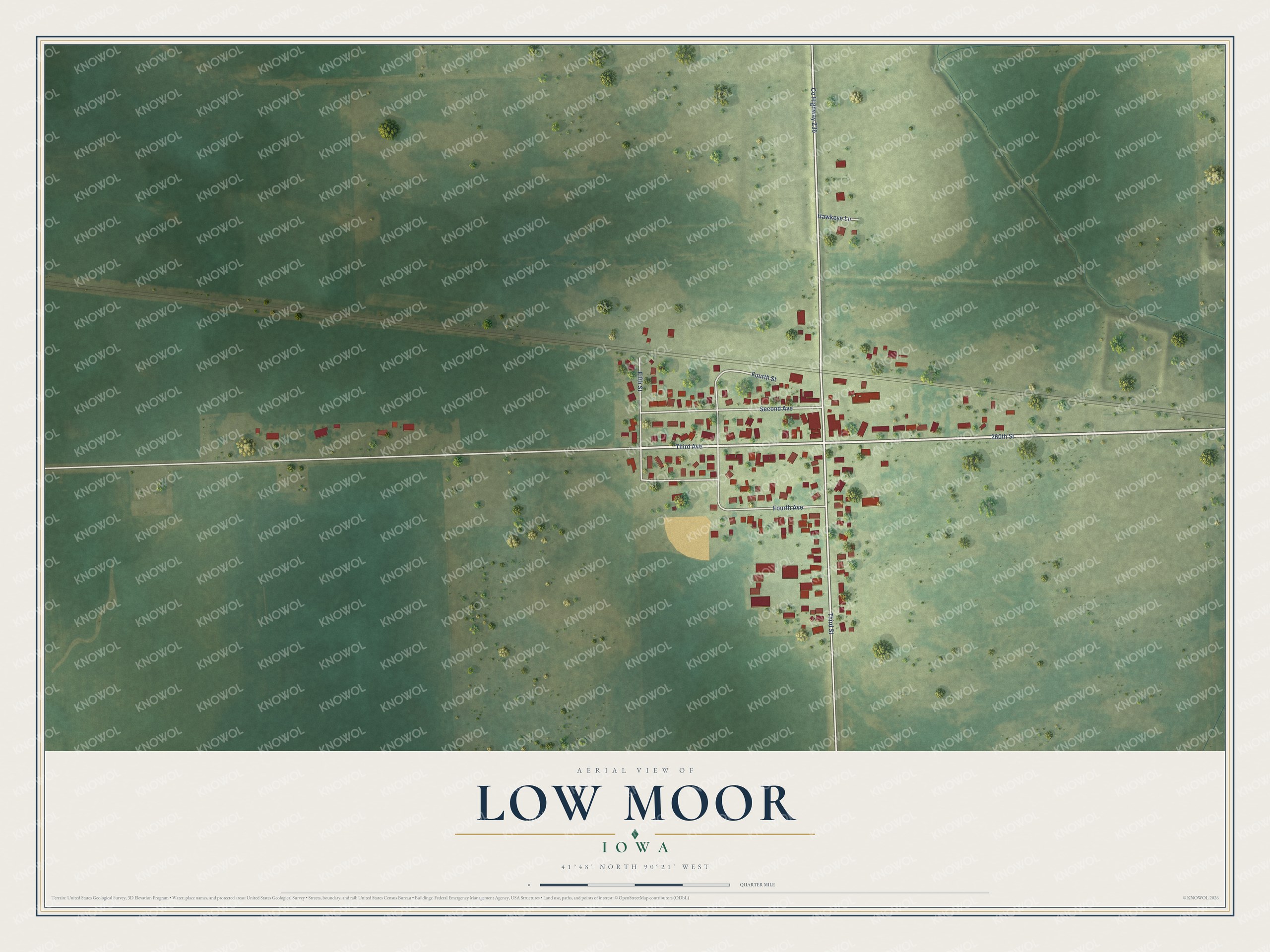 Watermarked full-map preview of Low Moor, Iowa